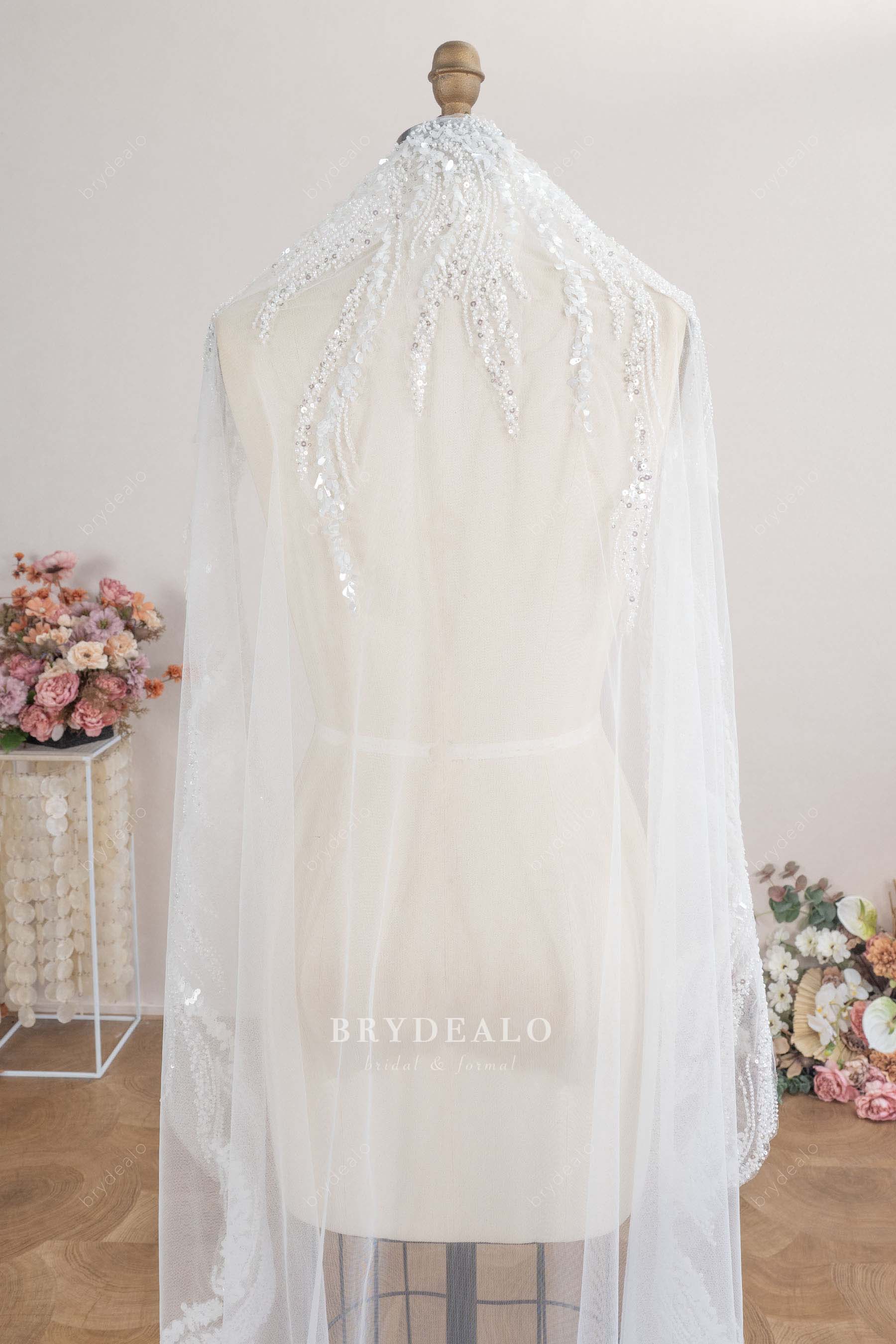 beaded lace wedding veil