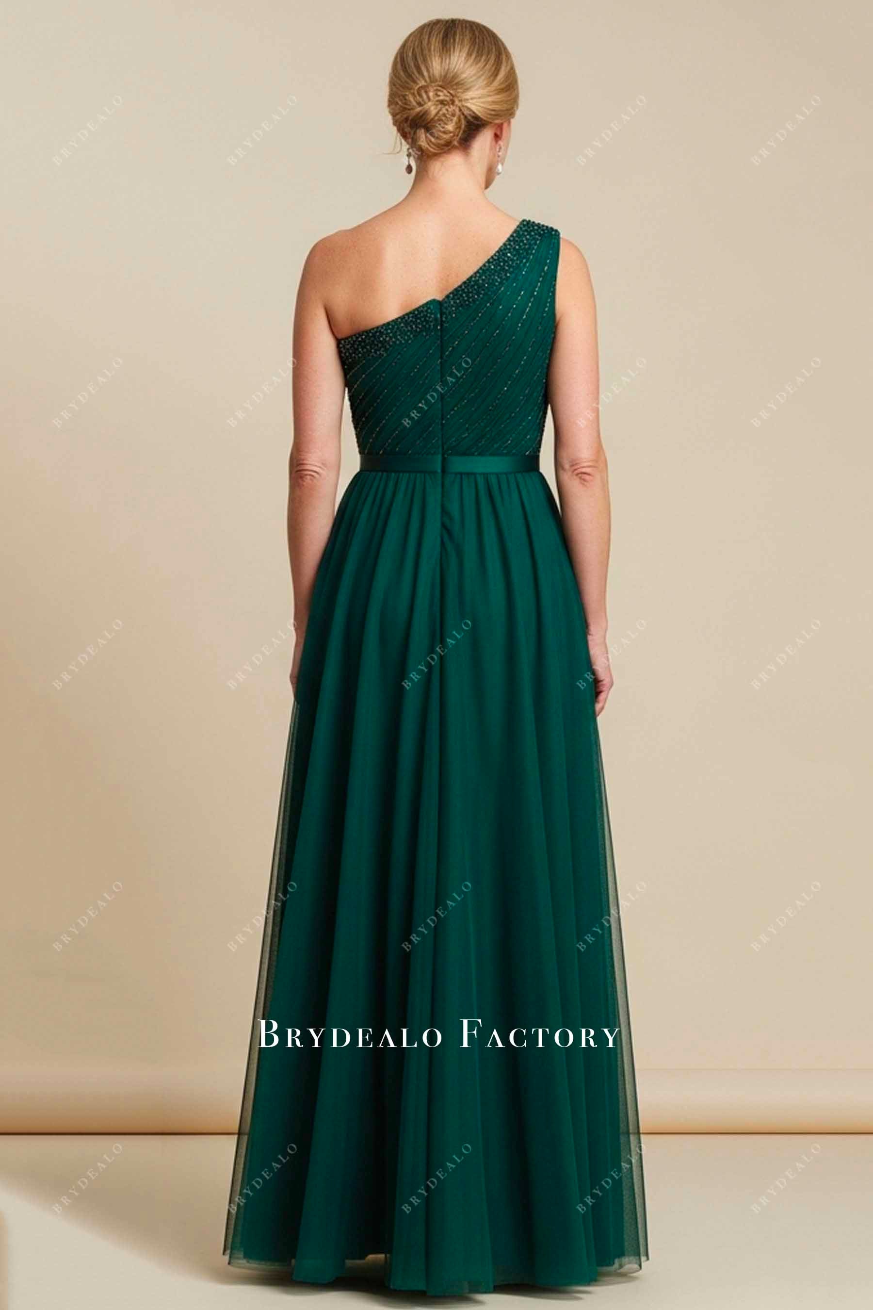beaded one-shoulder formal dress