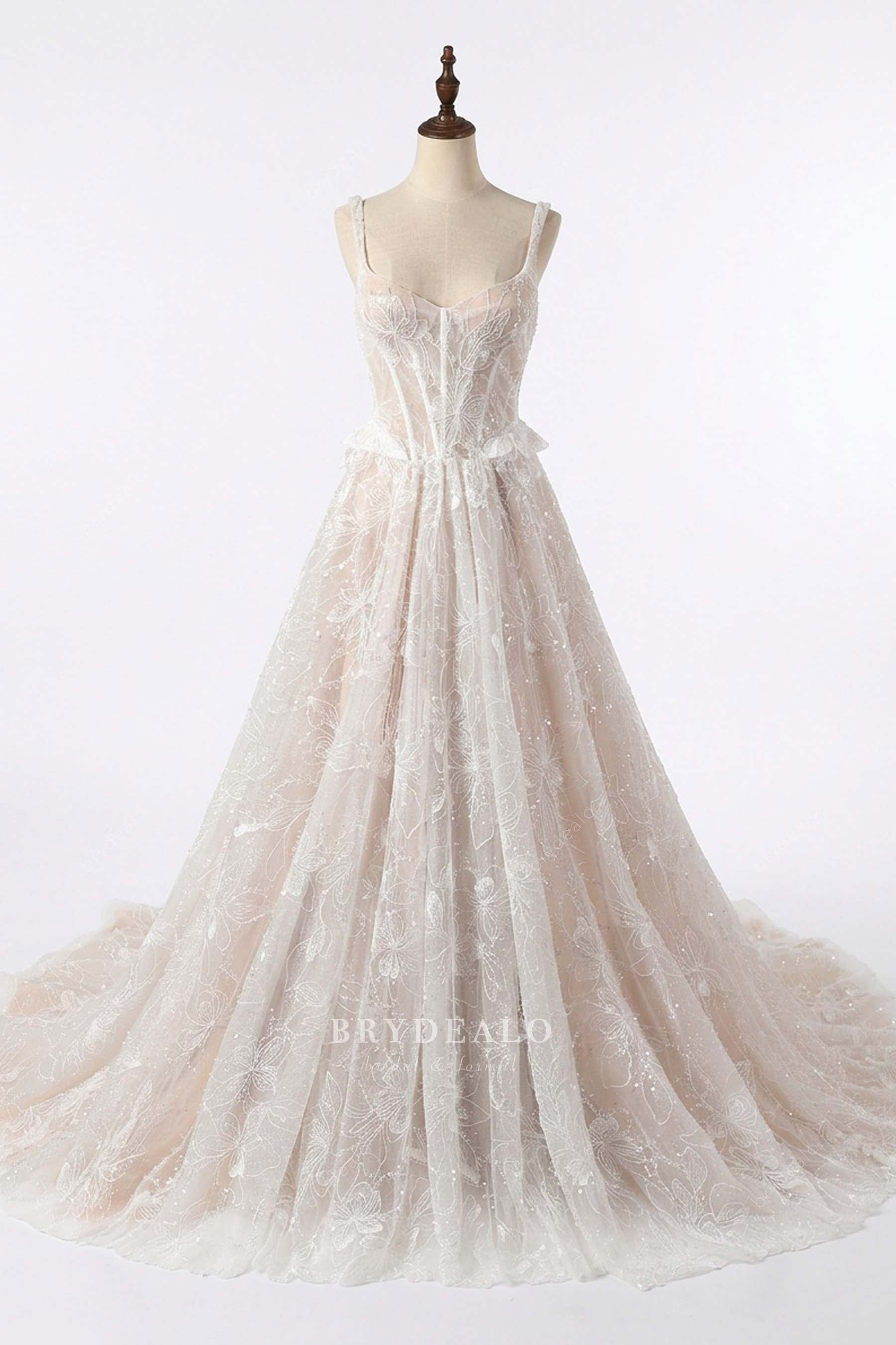 beaded straps sweetheart wedding dress
