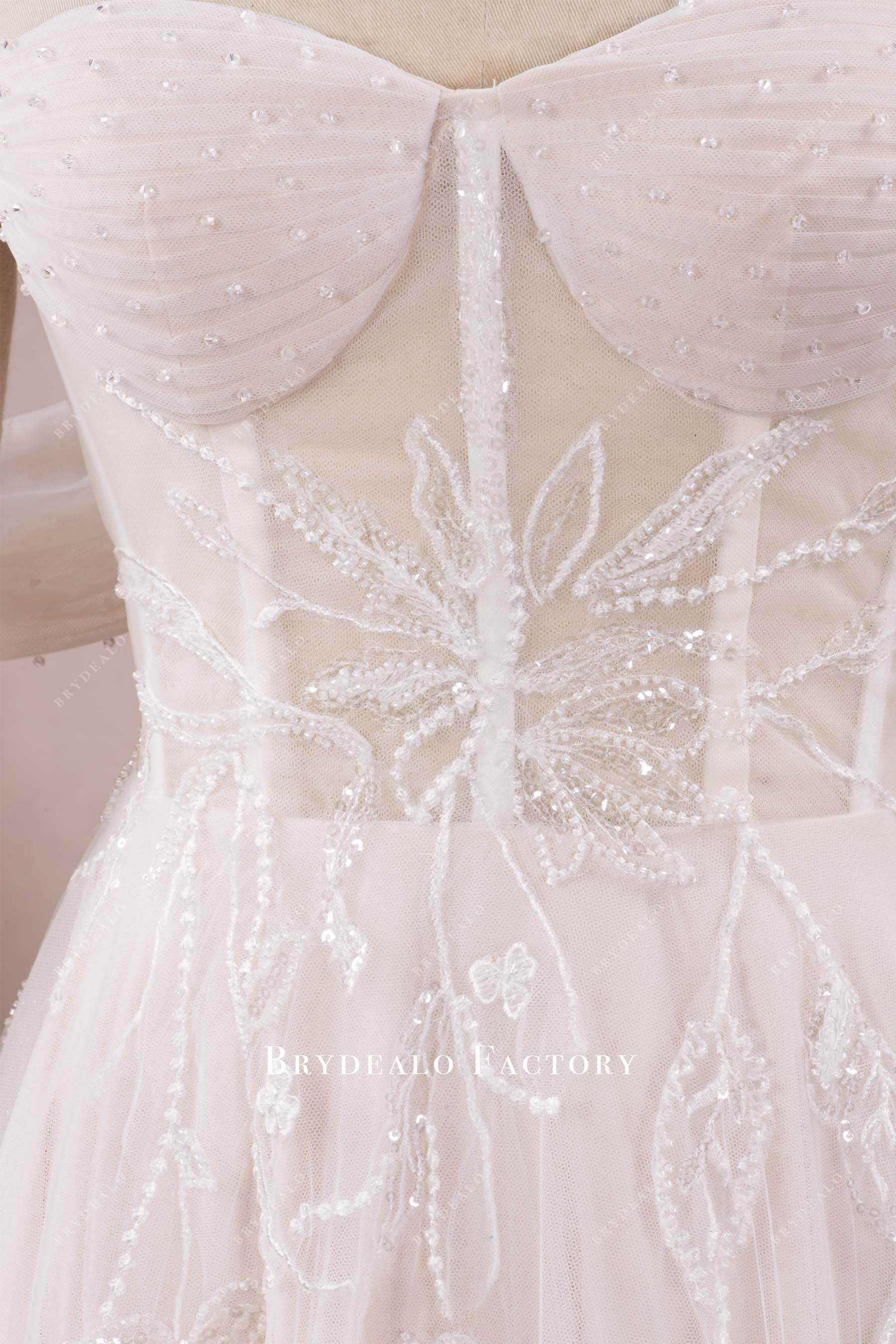 beaded sweetheart neck wedding dress