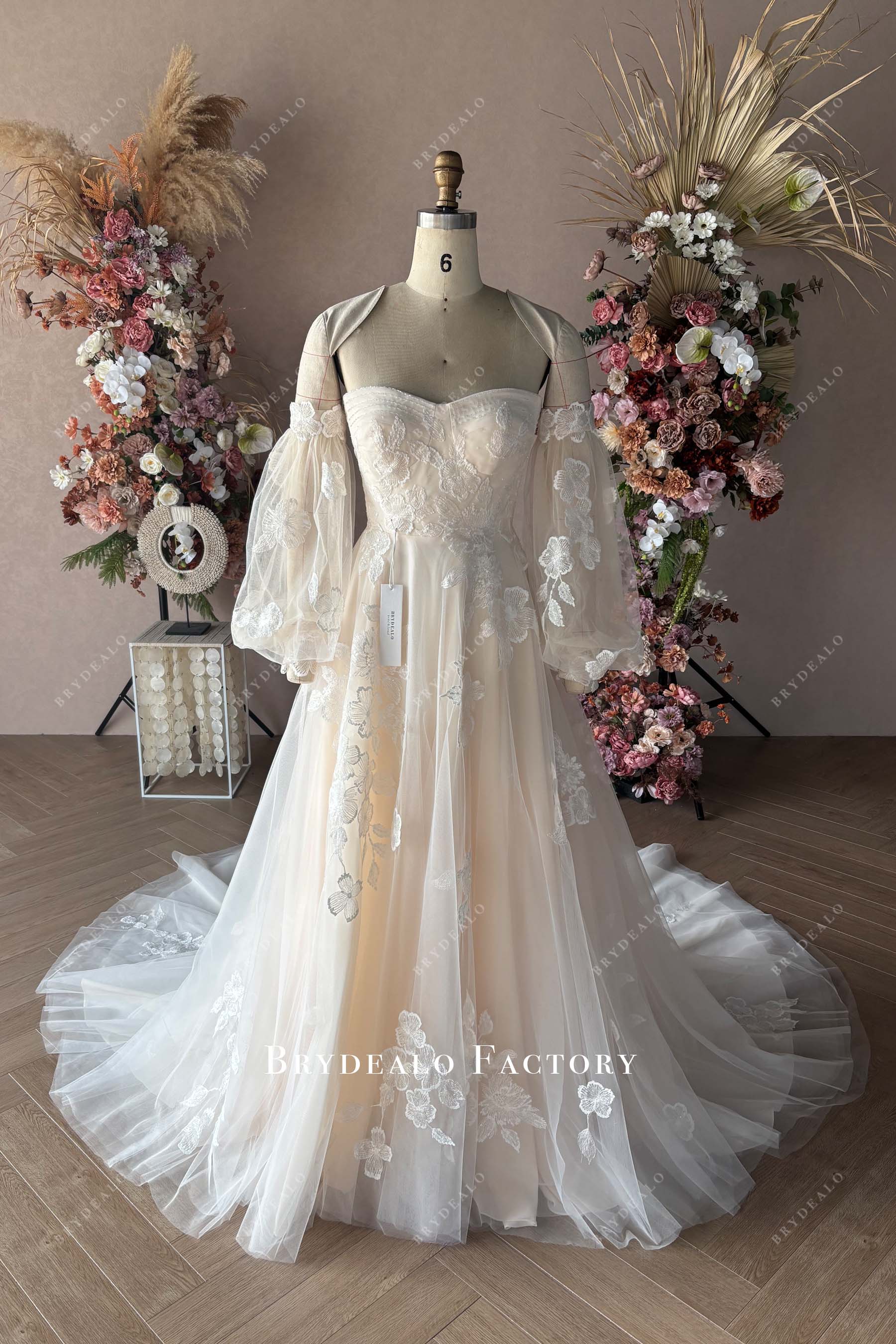 beaded sweetheart neck wedding dress