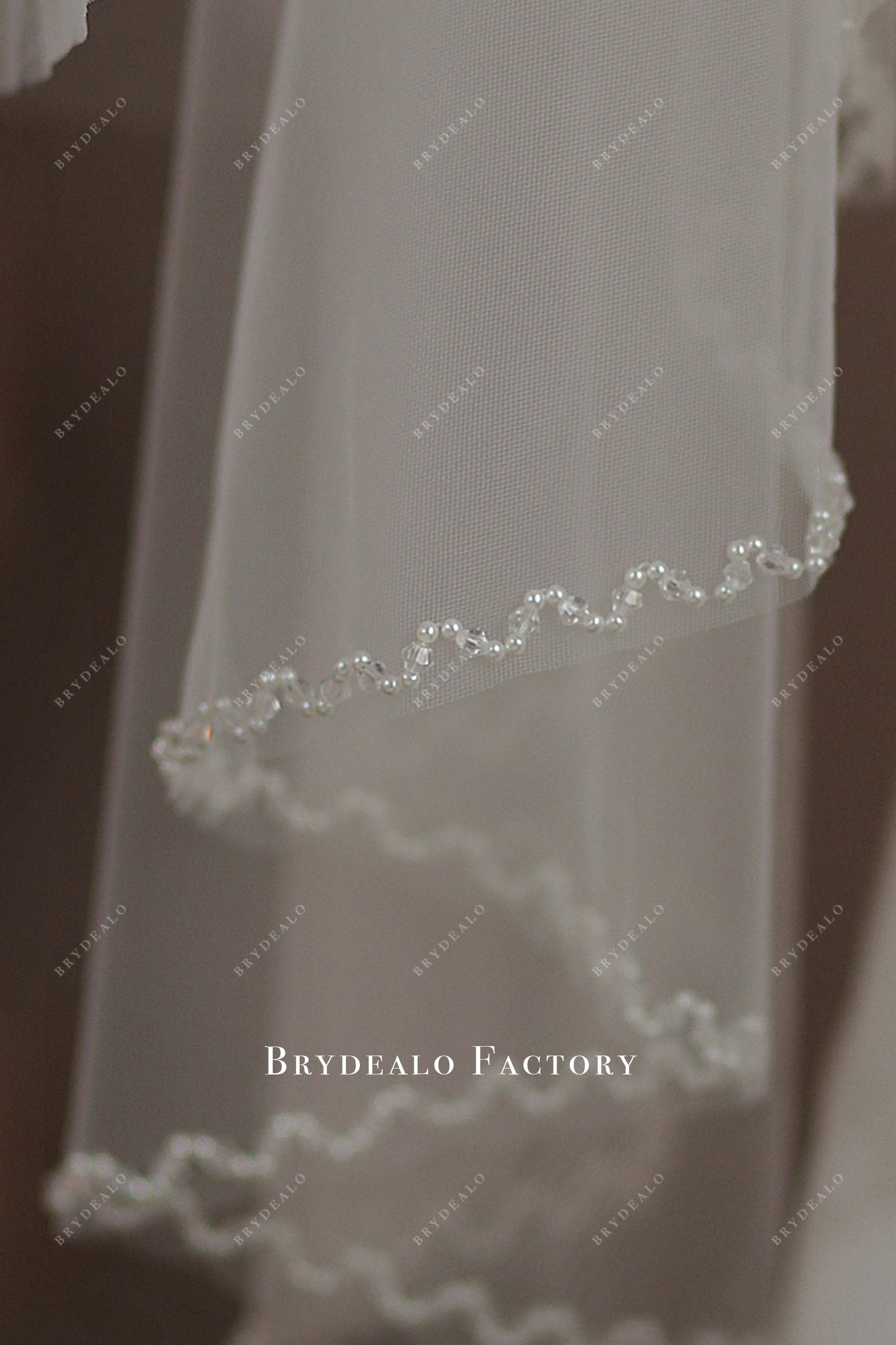 beading edge bridal veil