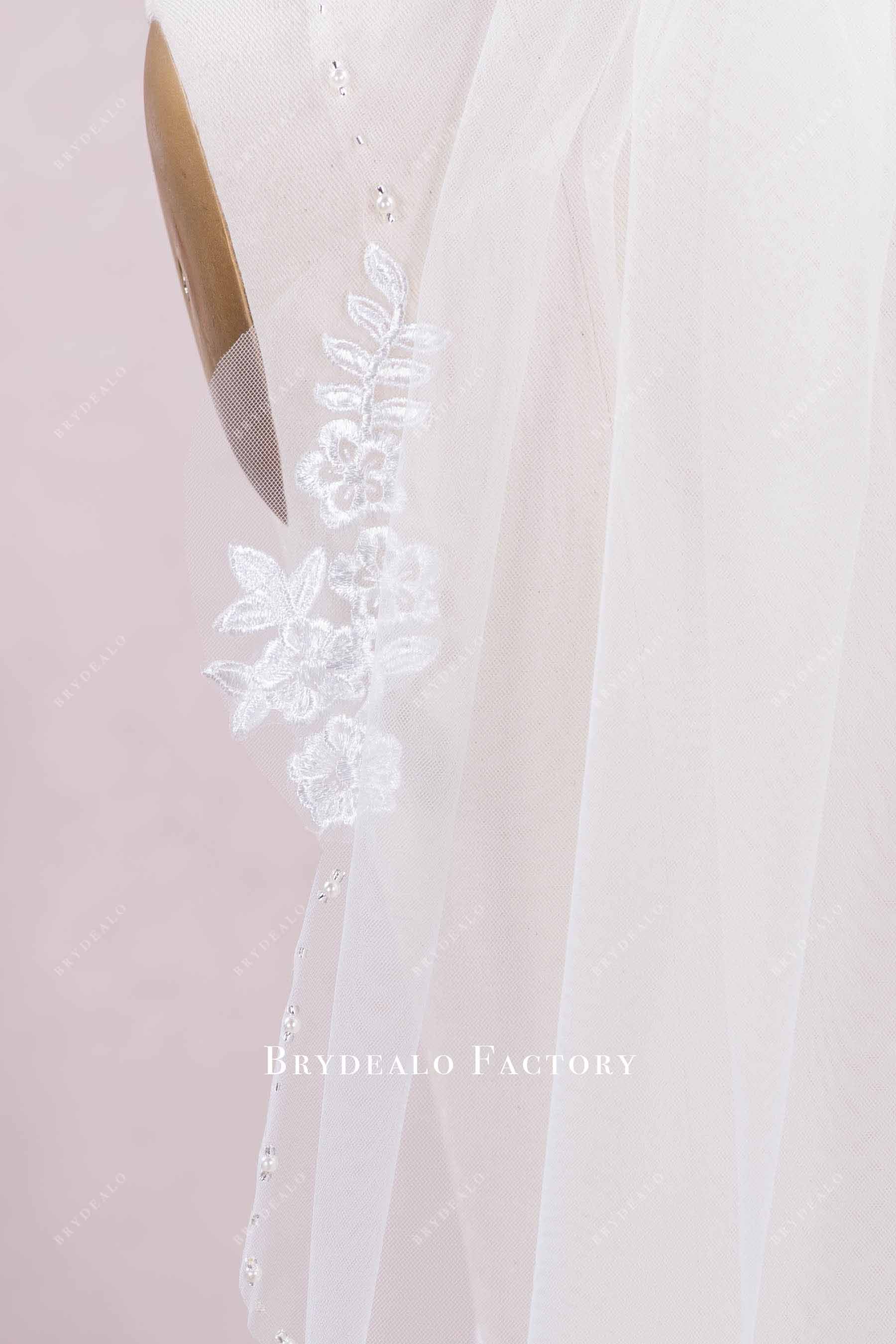 beading lace edge bridal veil