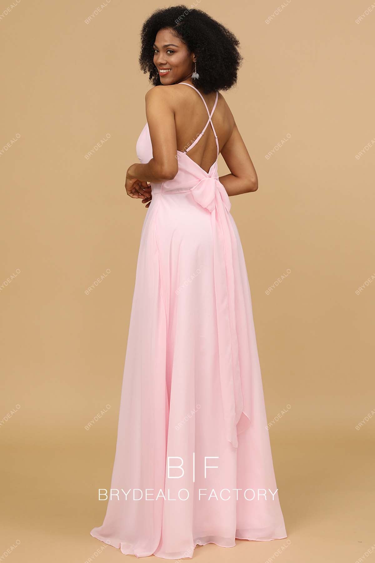 Chiffon Big Bow Floor Length Bridesmaid Dress