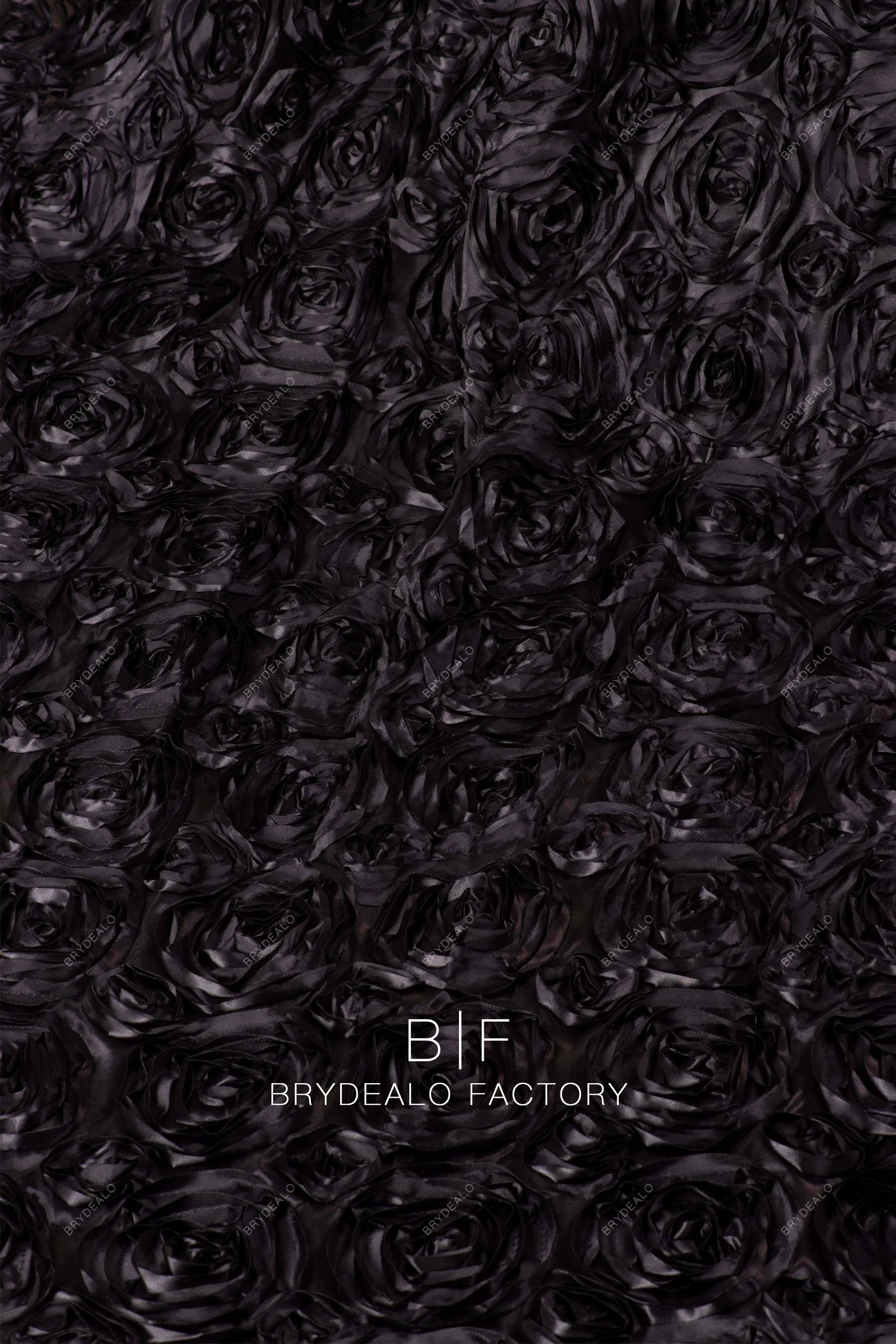 black 3D rose fabric prom gown