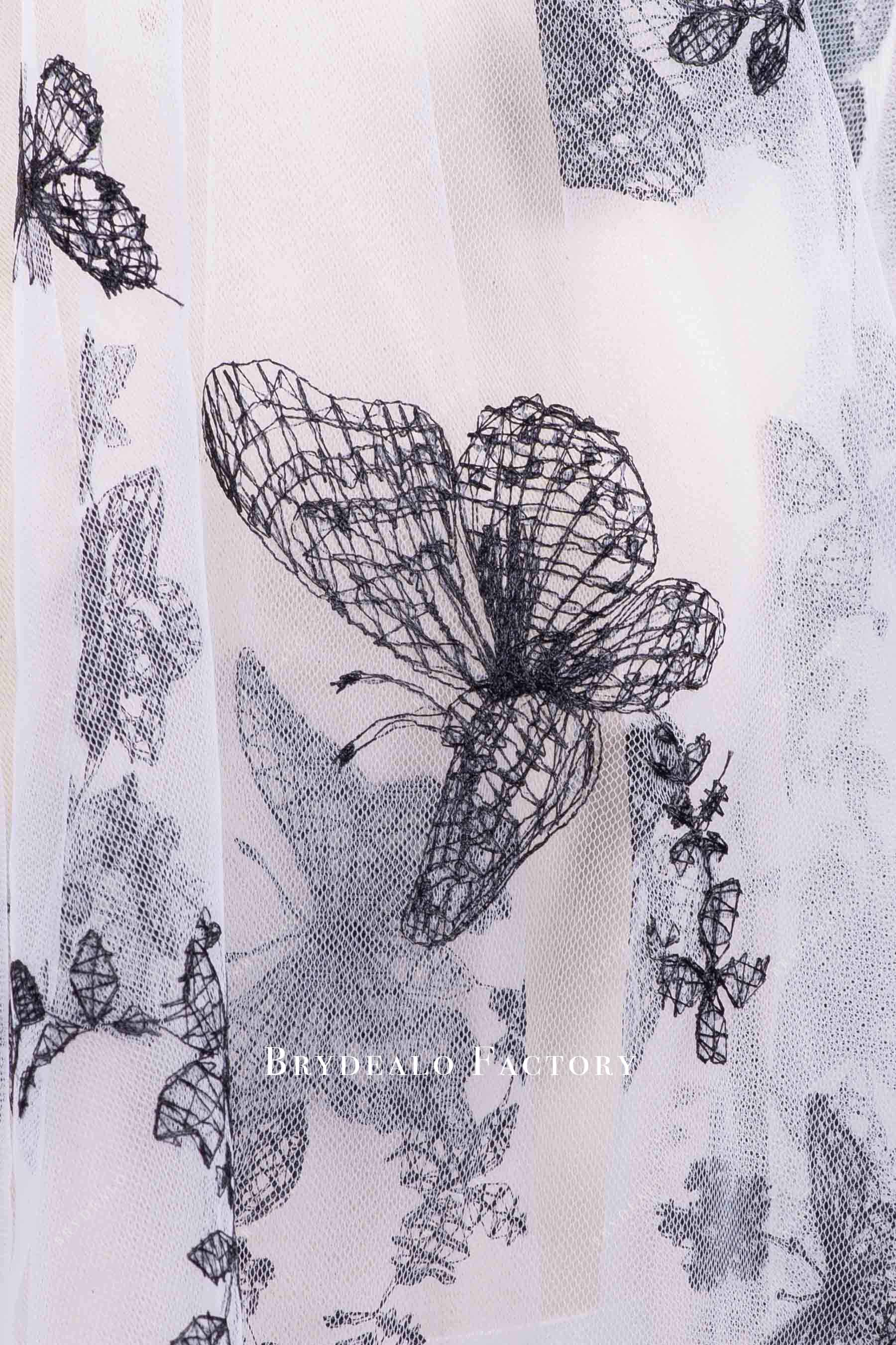 black butterfly bridal veil