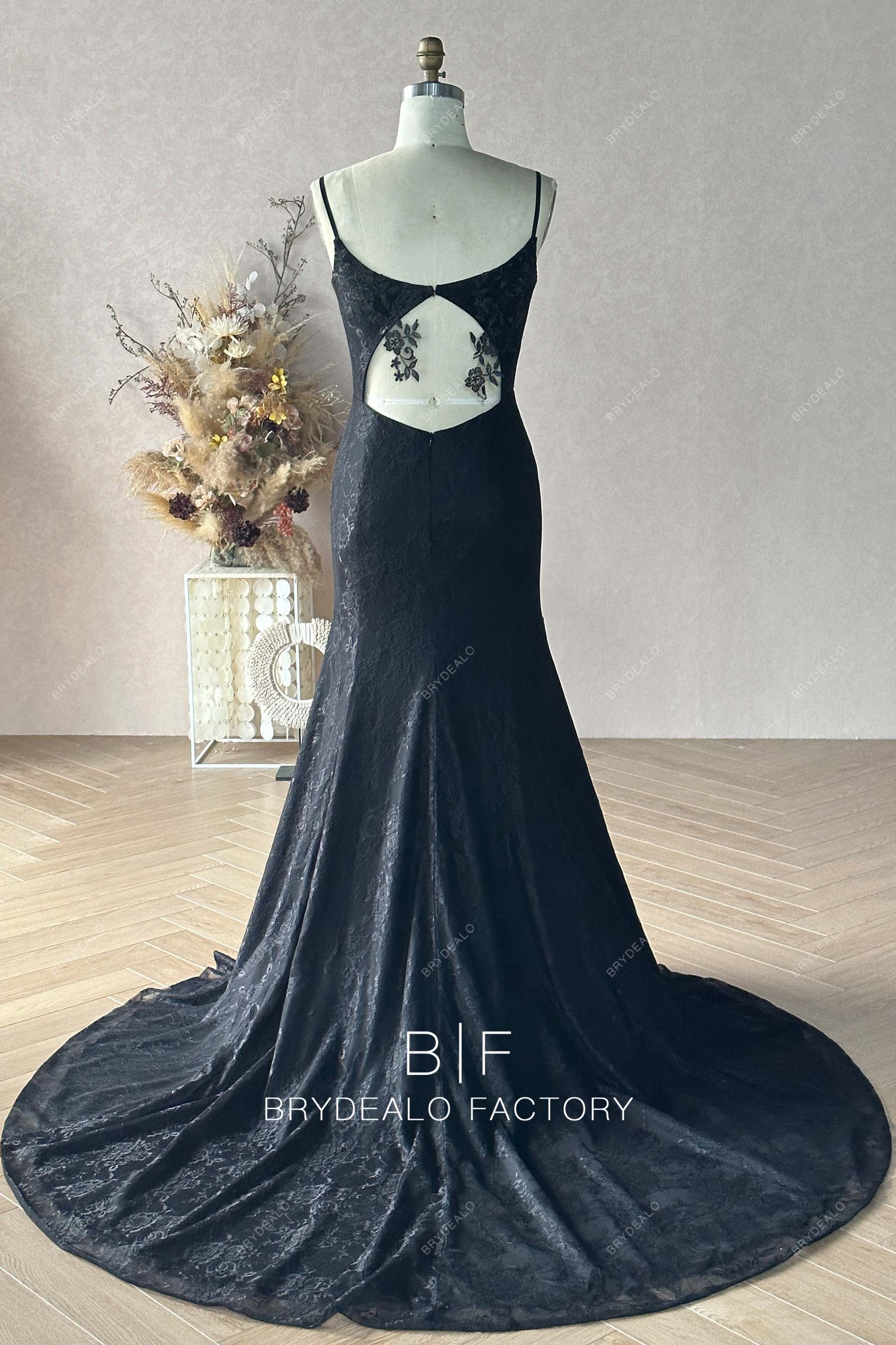 Private Label Black Lace Spaghetti Straps Custom Mermaid Dress