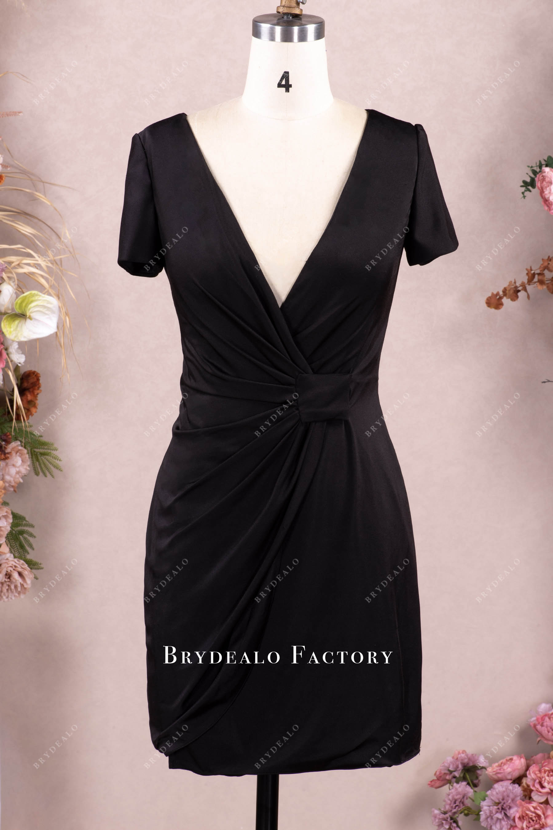 black short sleeve jersey evening dress