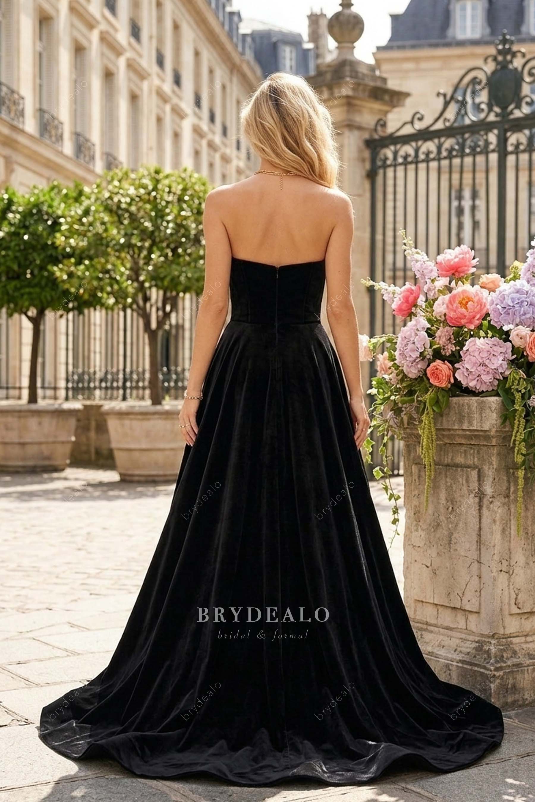 black velvet evening dress