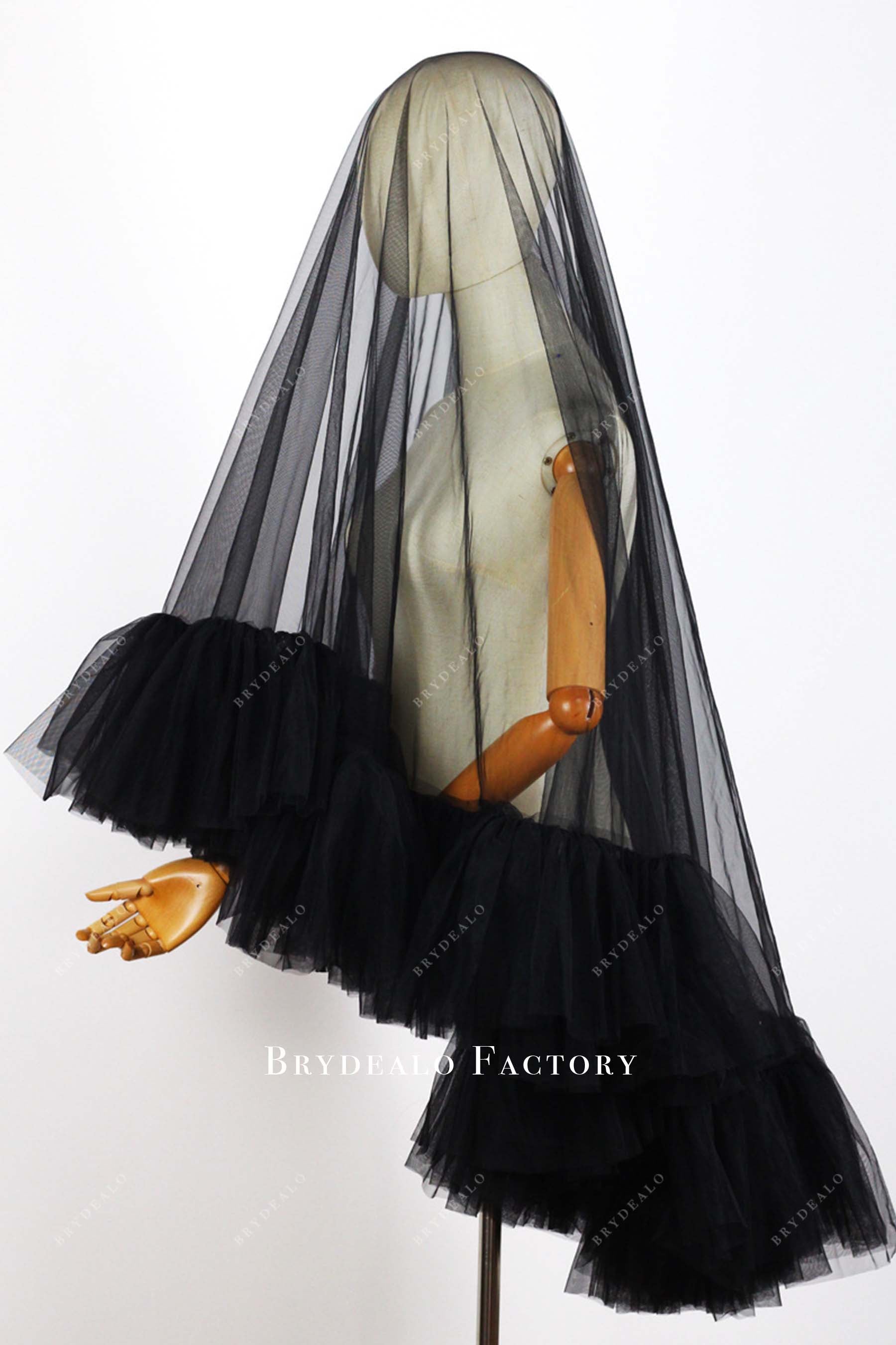 black tulle wedding veil