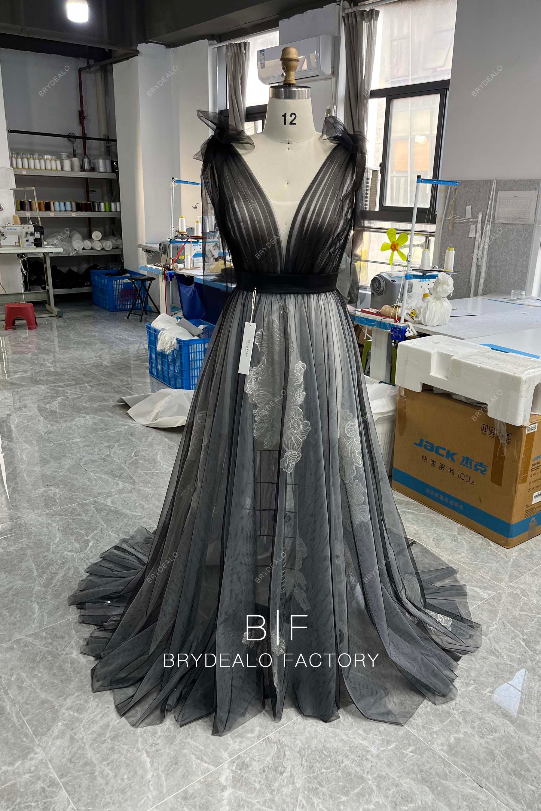 black white beach wedding dress