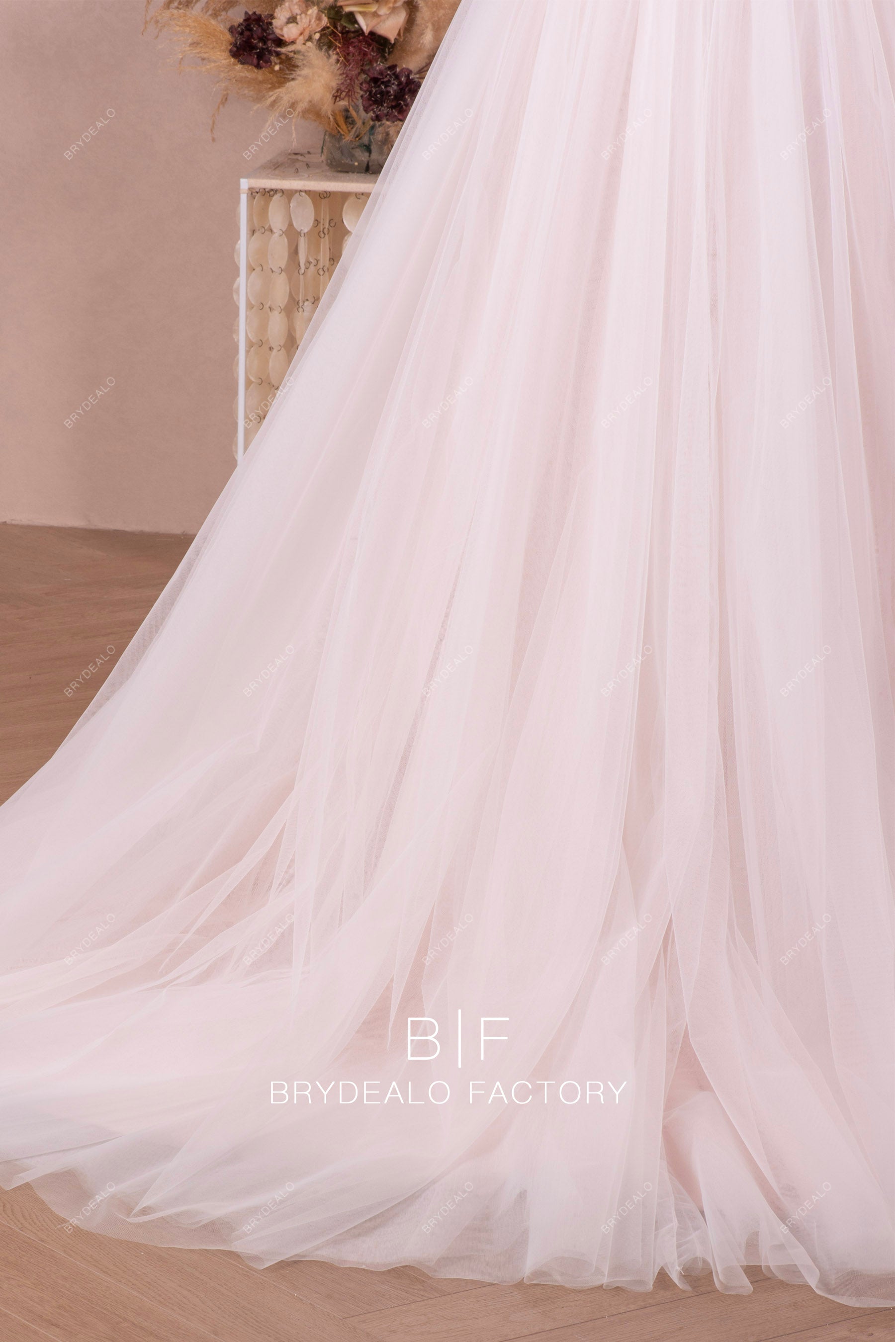 blushing tulle bridal overskirt