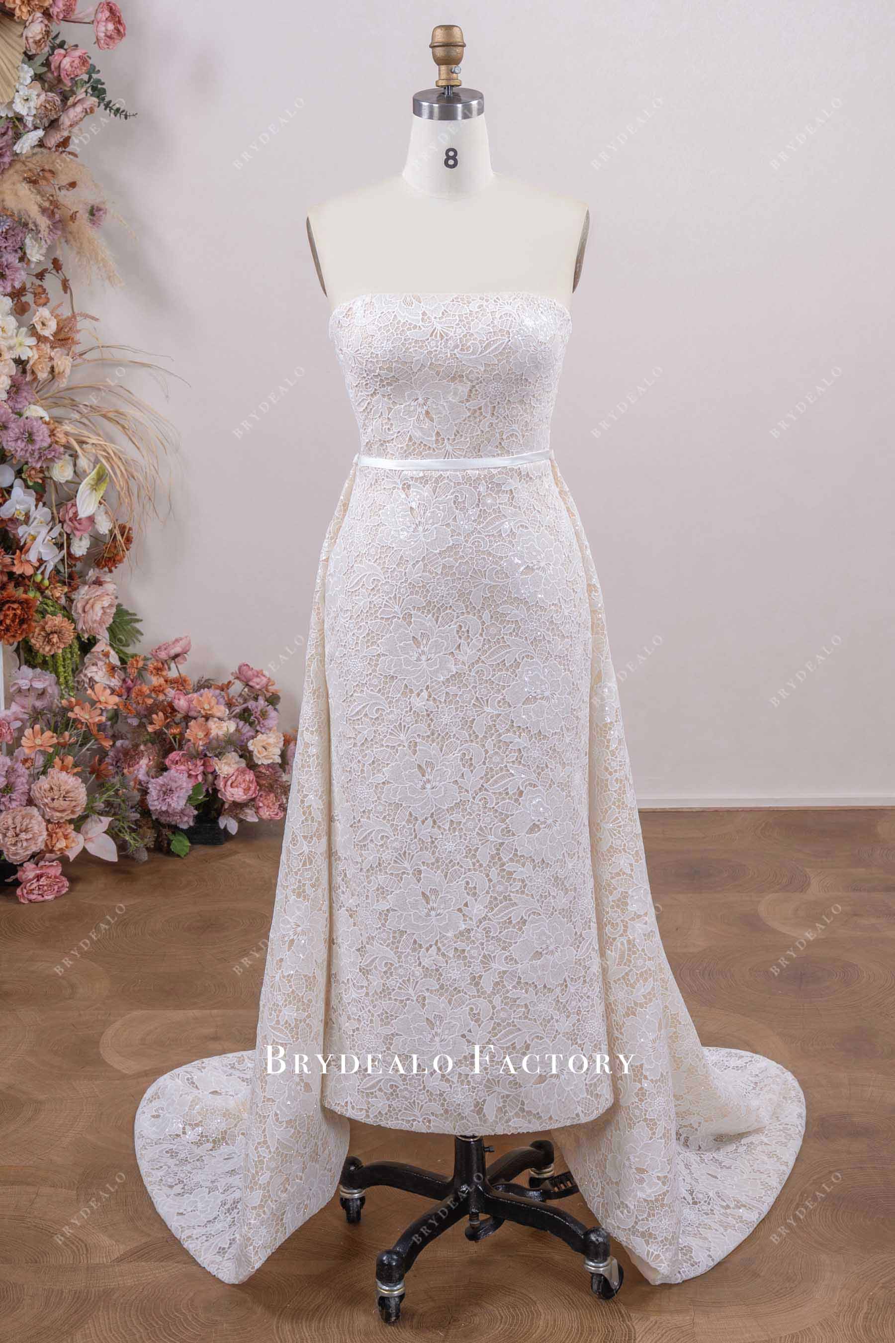 bodycon wedding dress with overskirt