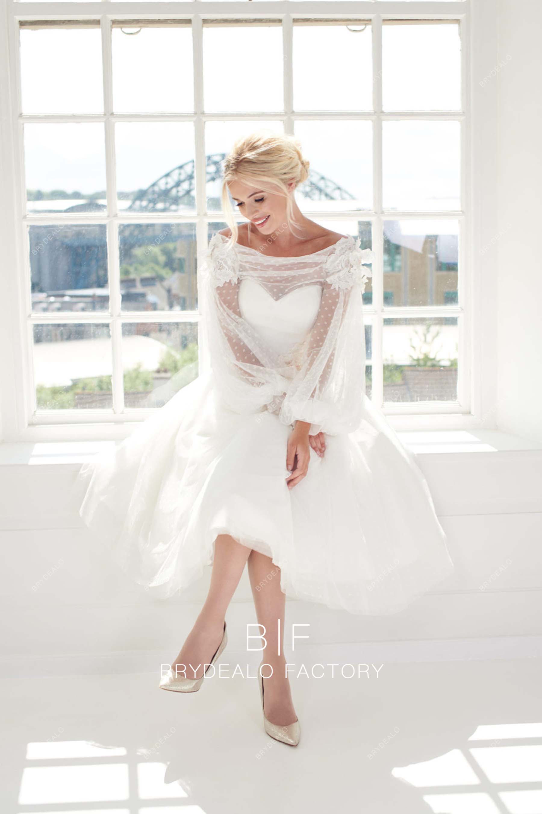 boho dot tulle pouf bridal dress online