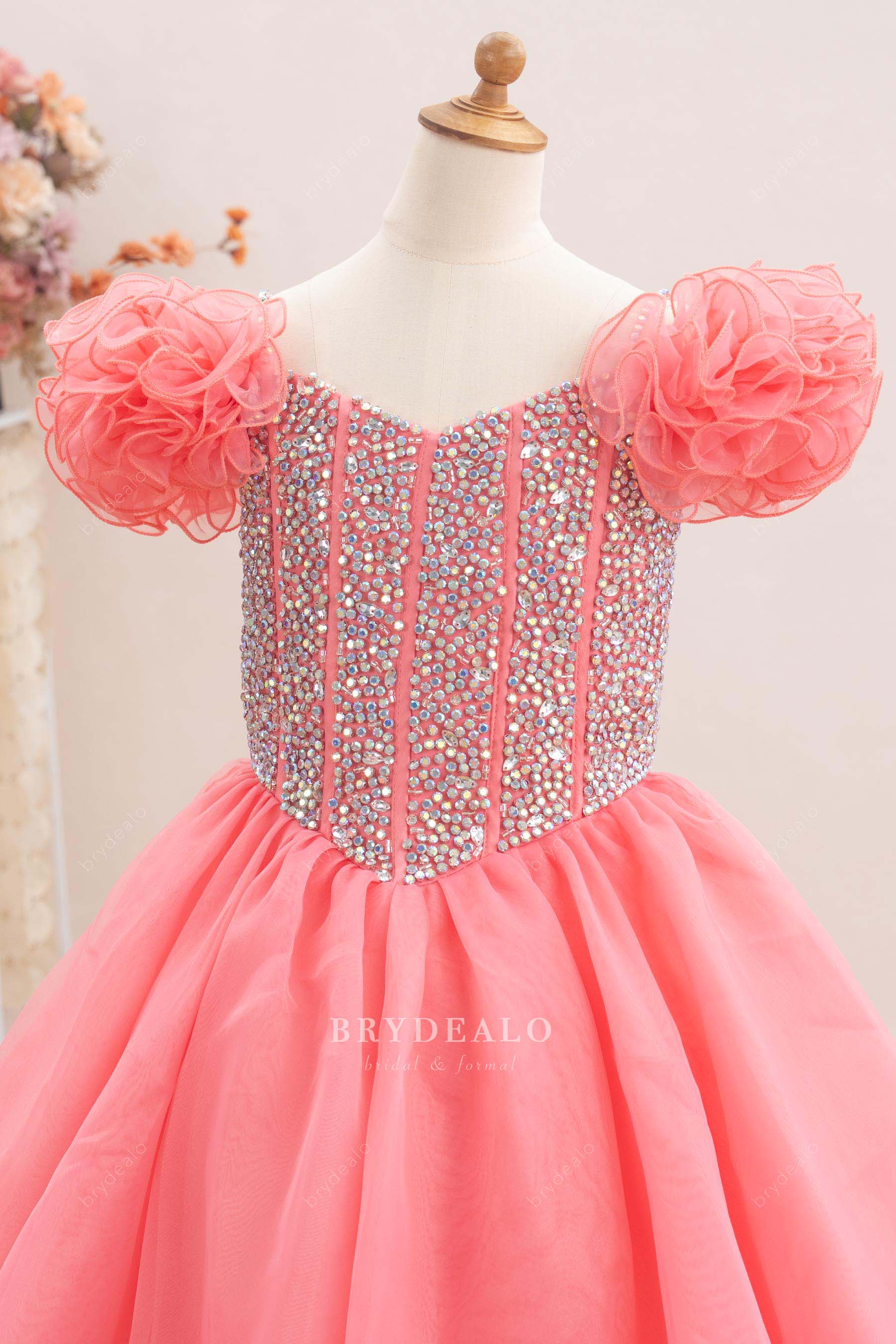 boning rhinestone kids pageant gown