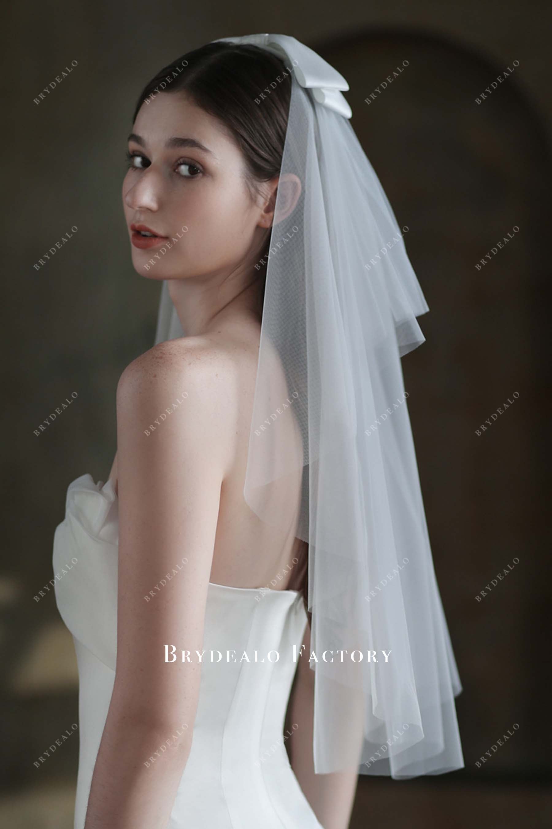 ribbon bow wedding veil
