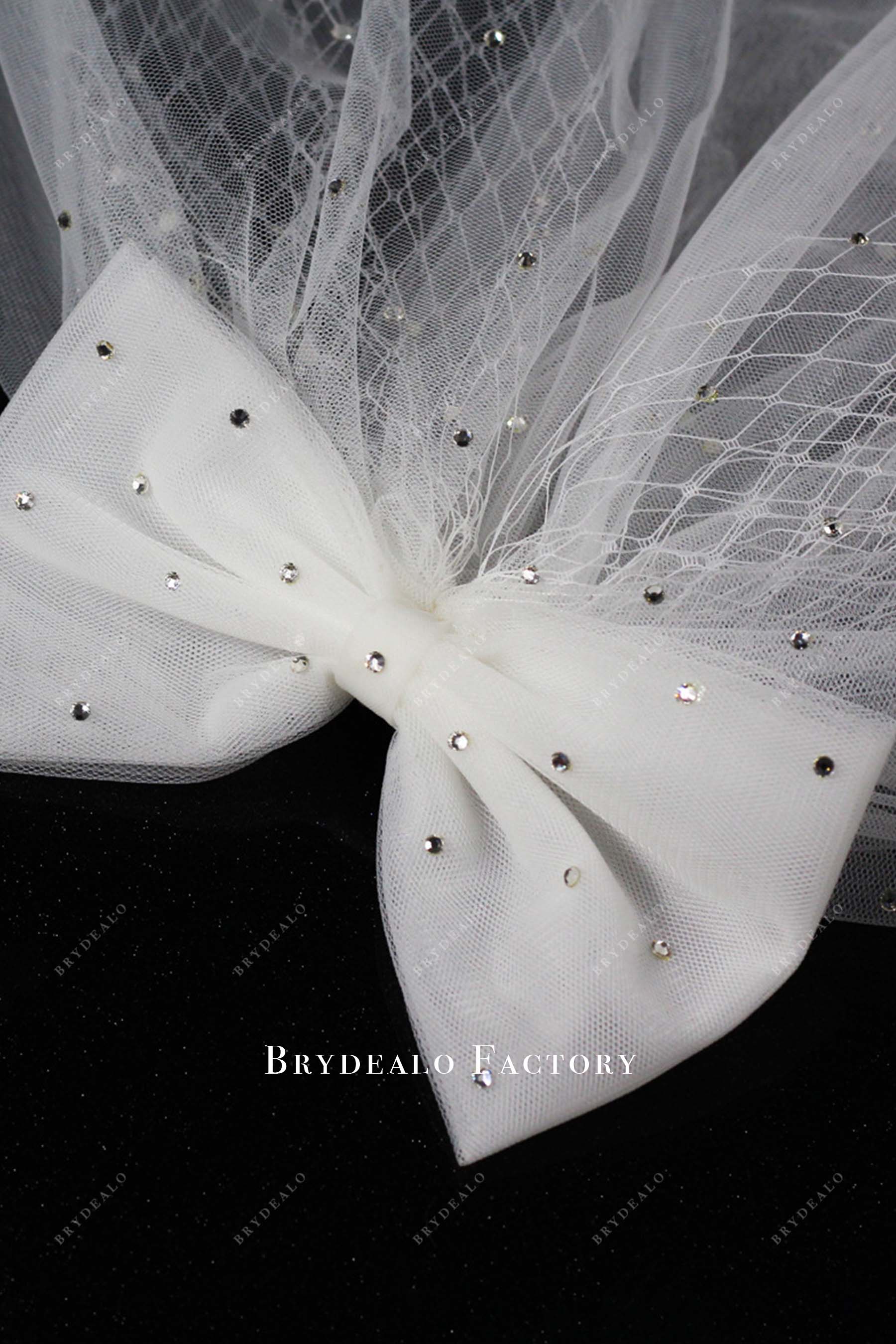bowknot flyaway length bridal veil