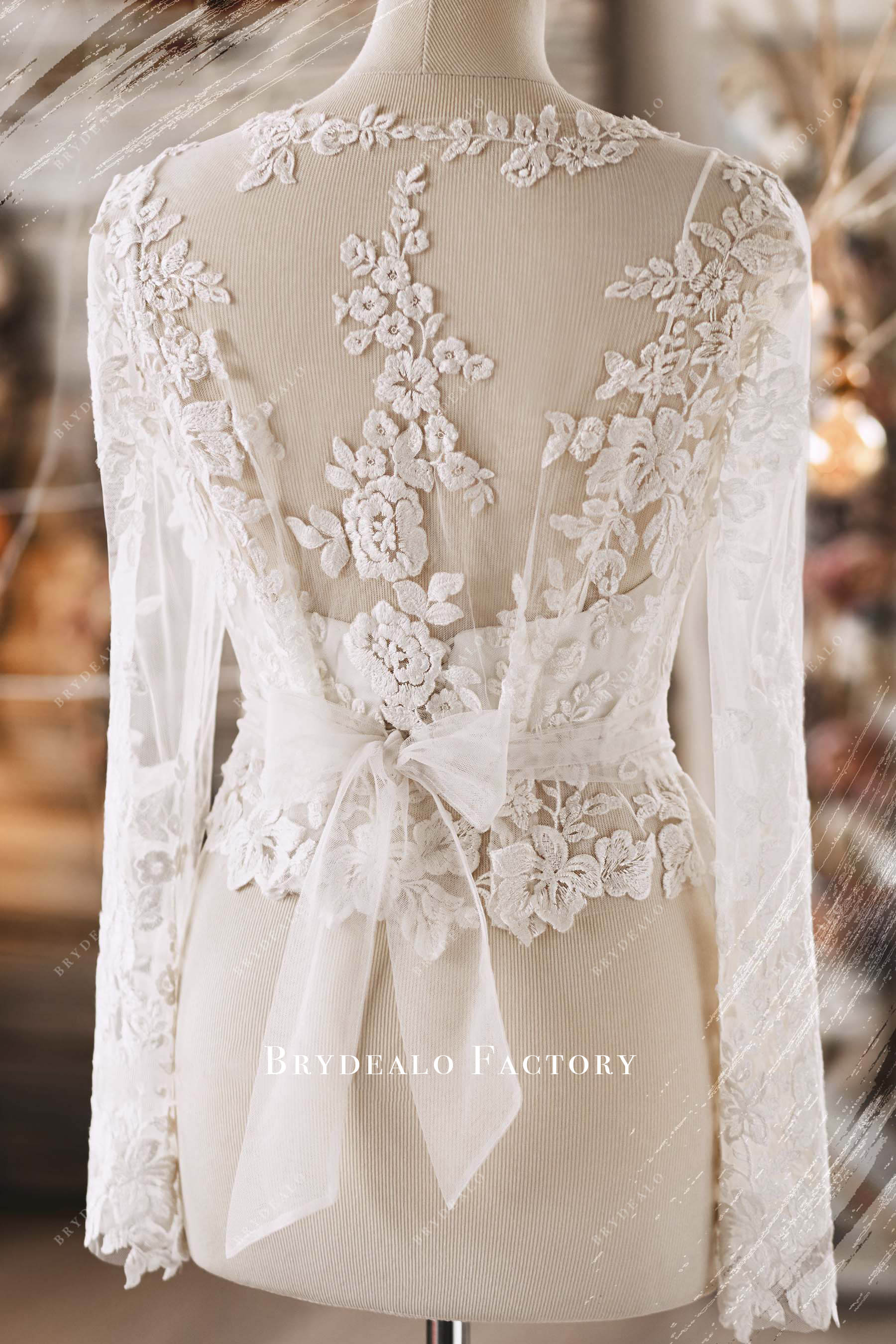 bowknot laceup lace bridal jacket