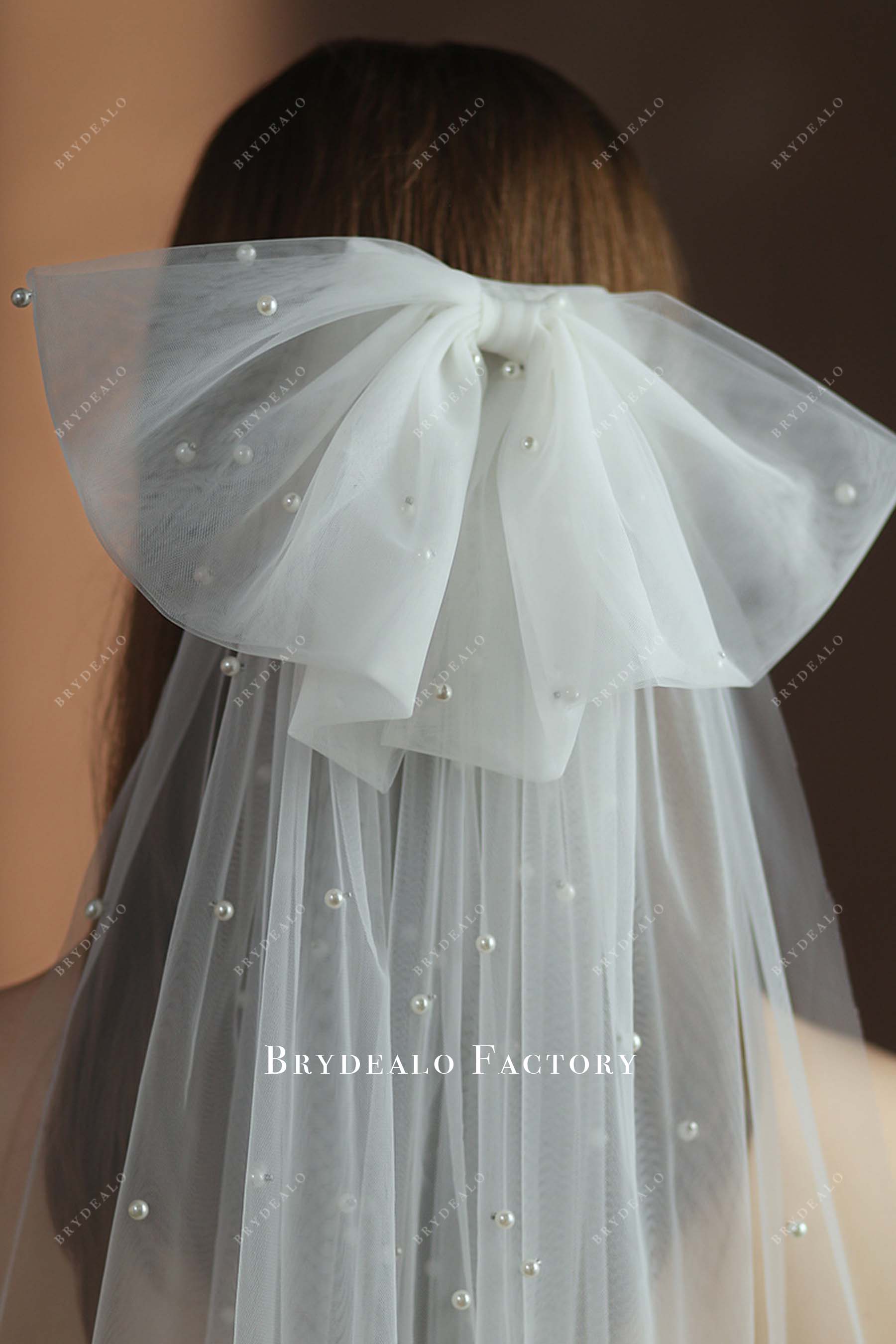bowknot with comb tulle bridal veil