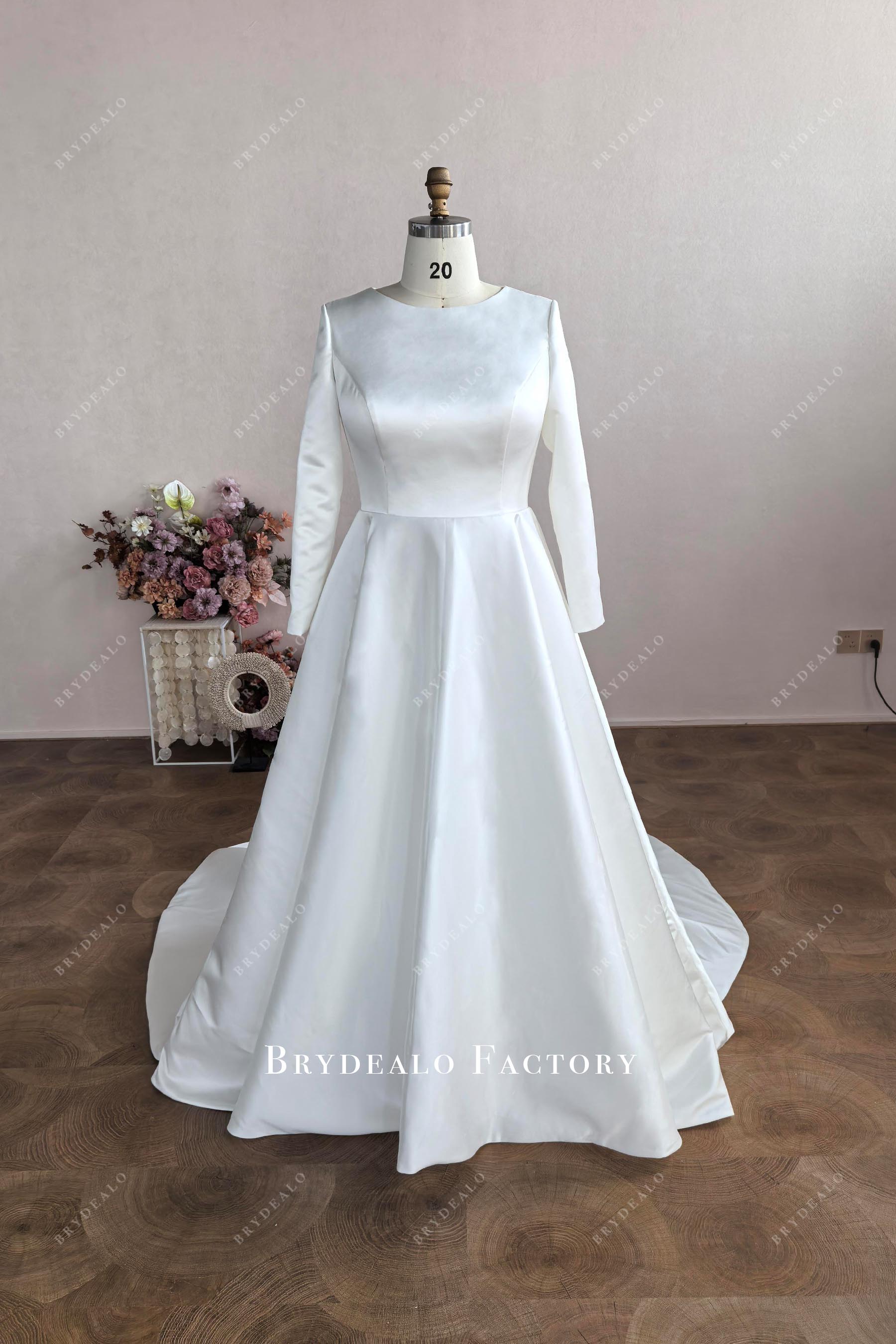 bridal satin A-line wedding dress
