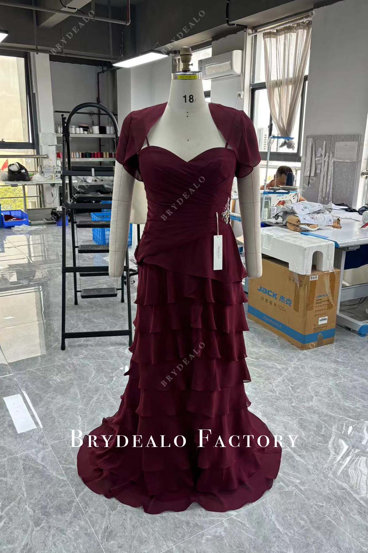 Private Label Custom Boho Lace V-neck Chiffon A-line Wedding Dress