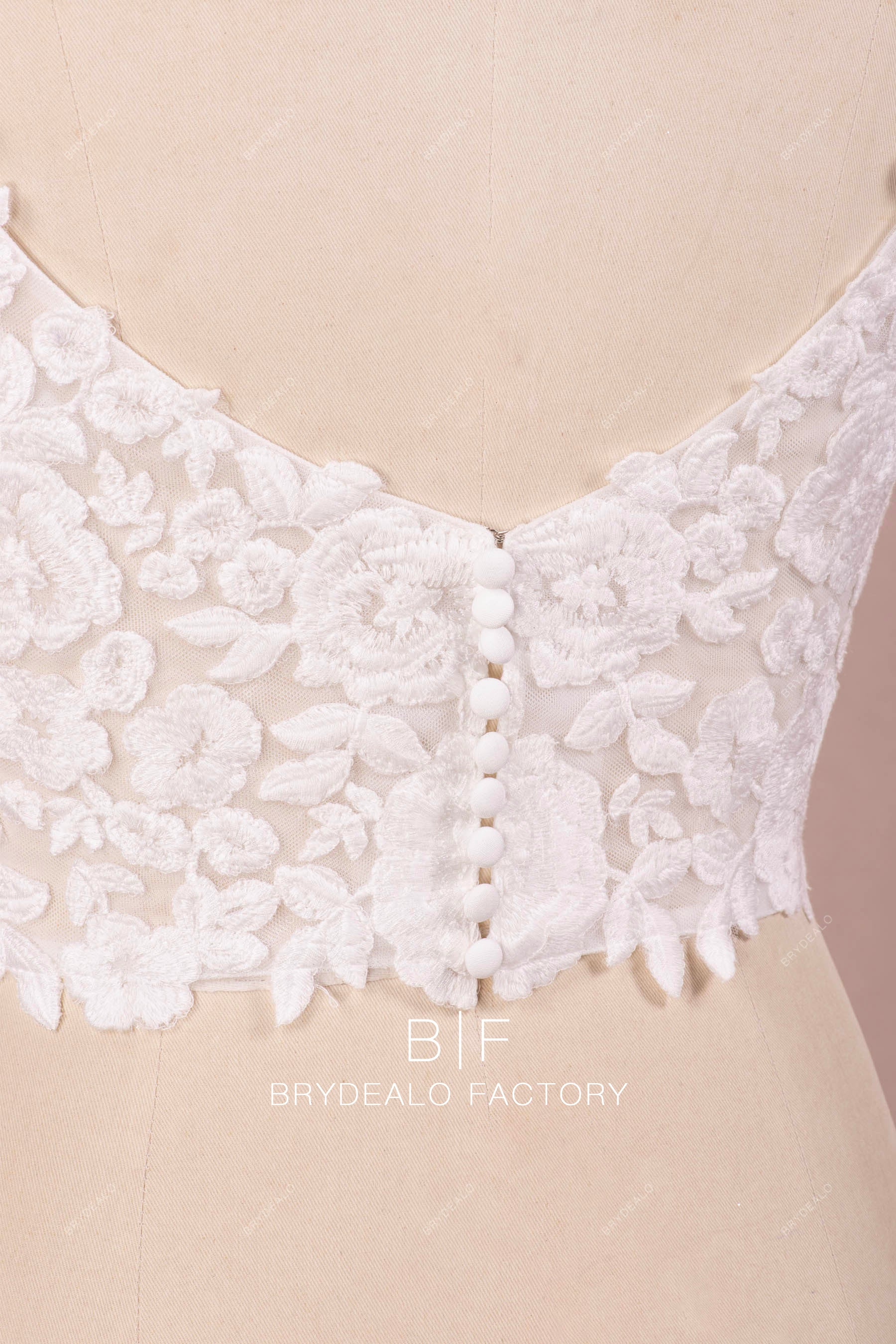 buttoned V-cut bridal top