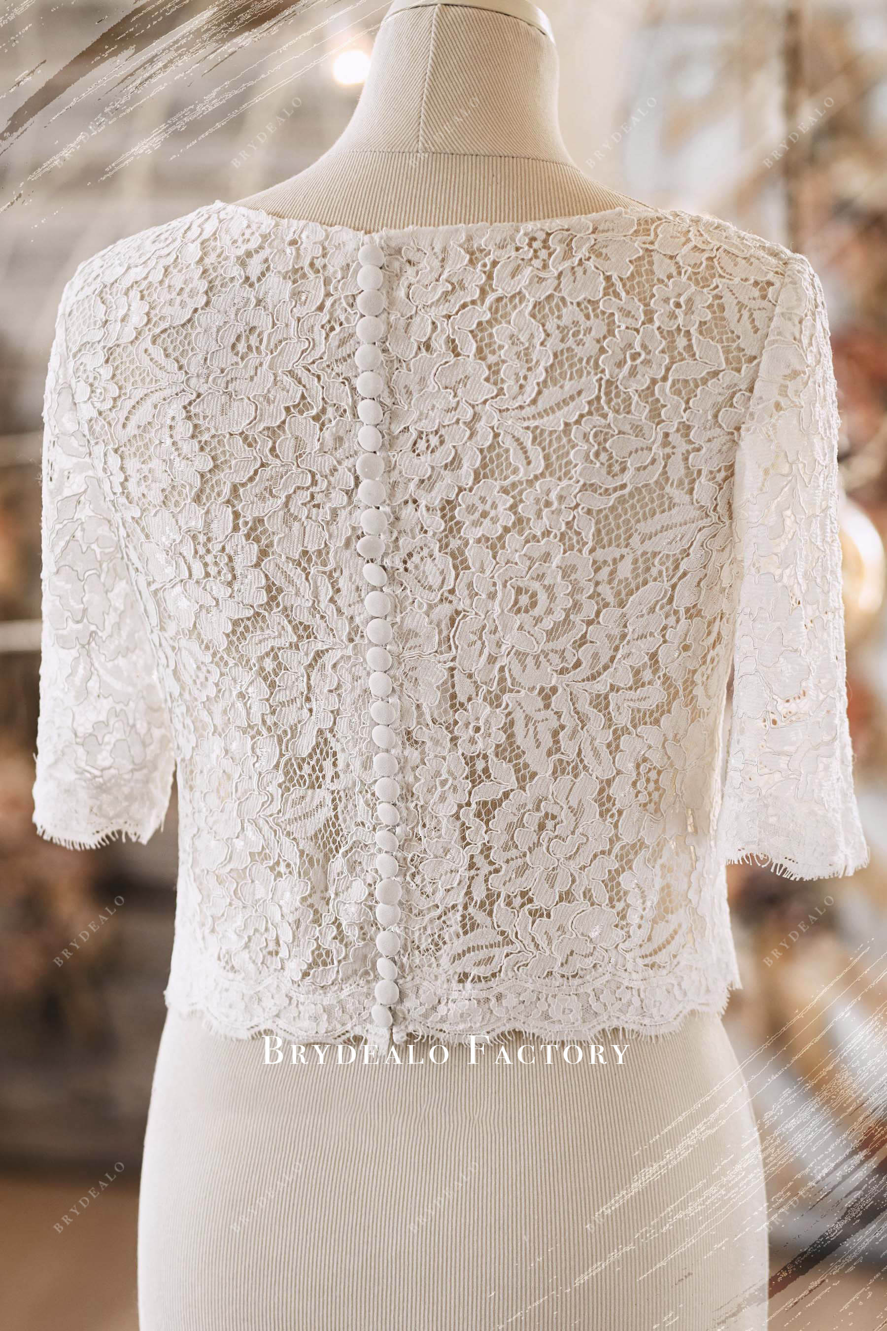 buttoned back flower lace bridal top