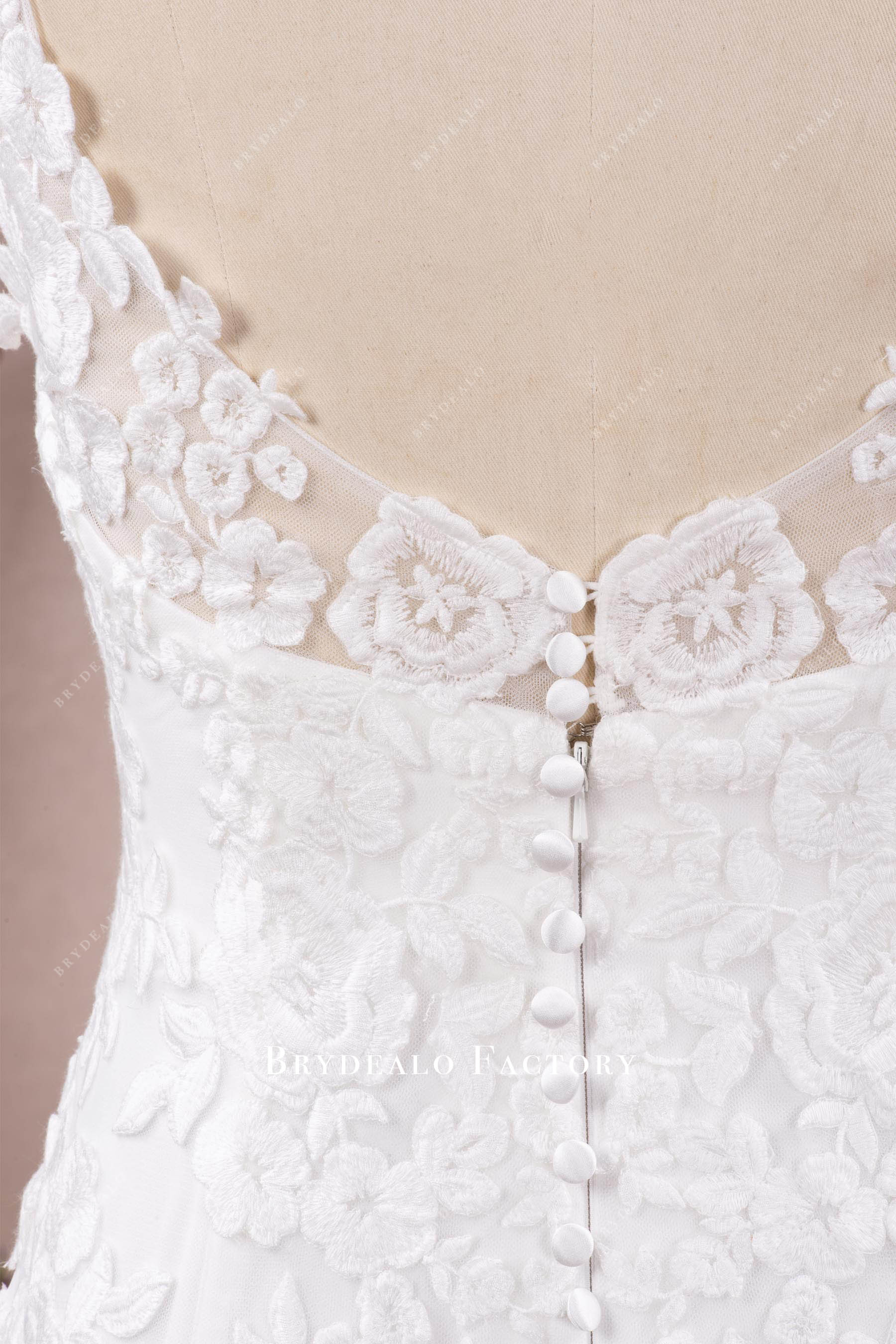 buttoned back lace bridal gown