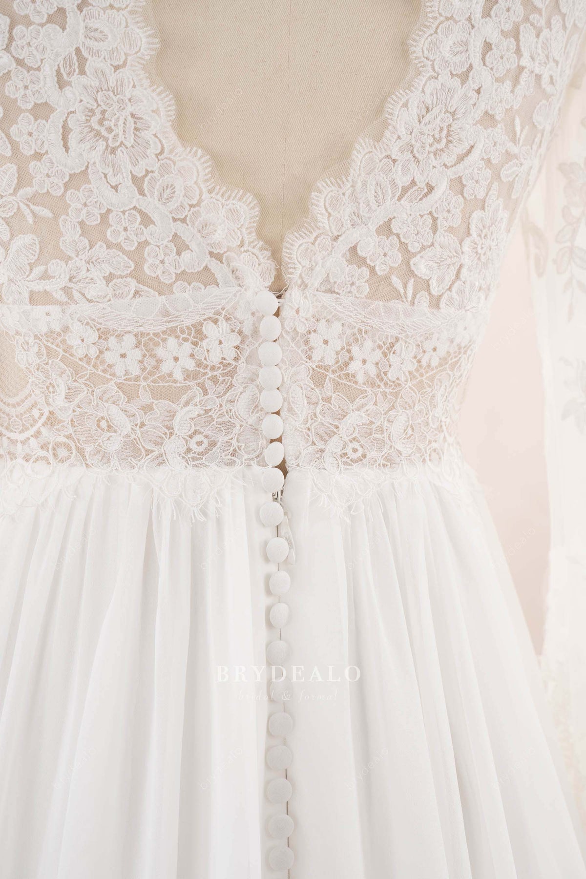 buttoned back lace wedding dress