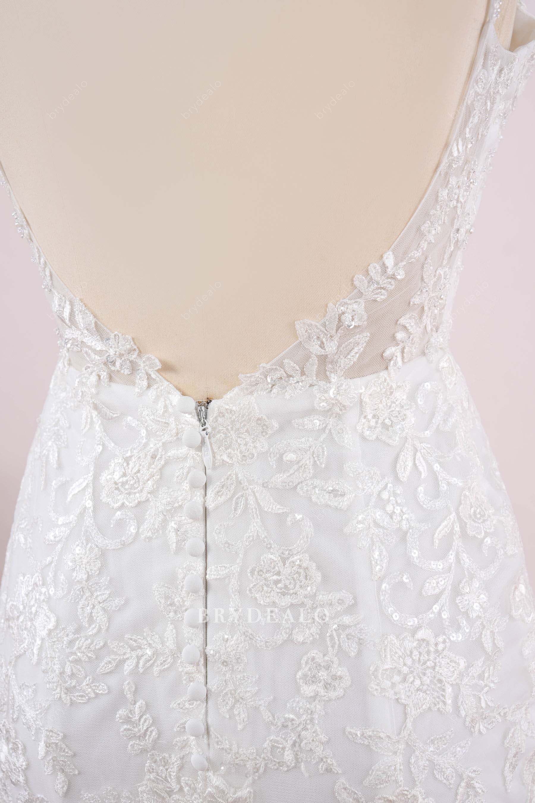 buttoned back wedding dress