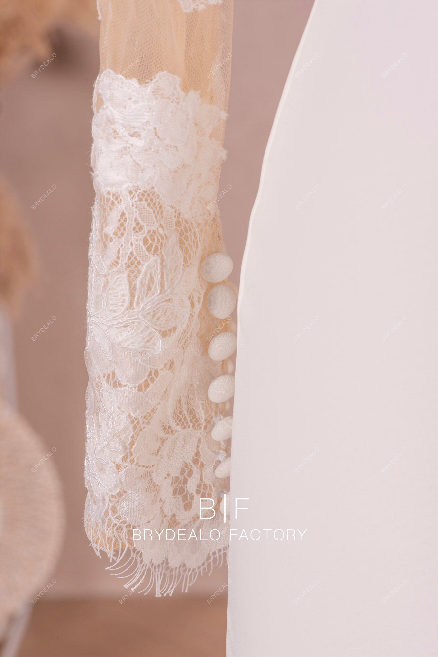 buttoned cuff lace wedding dress
