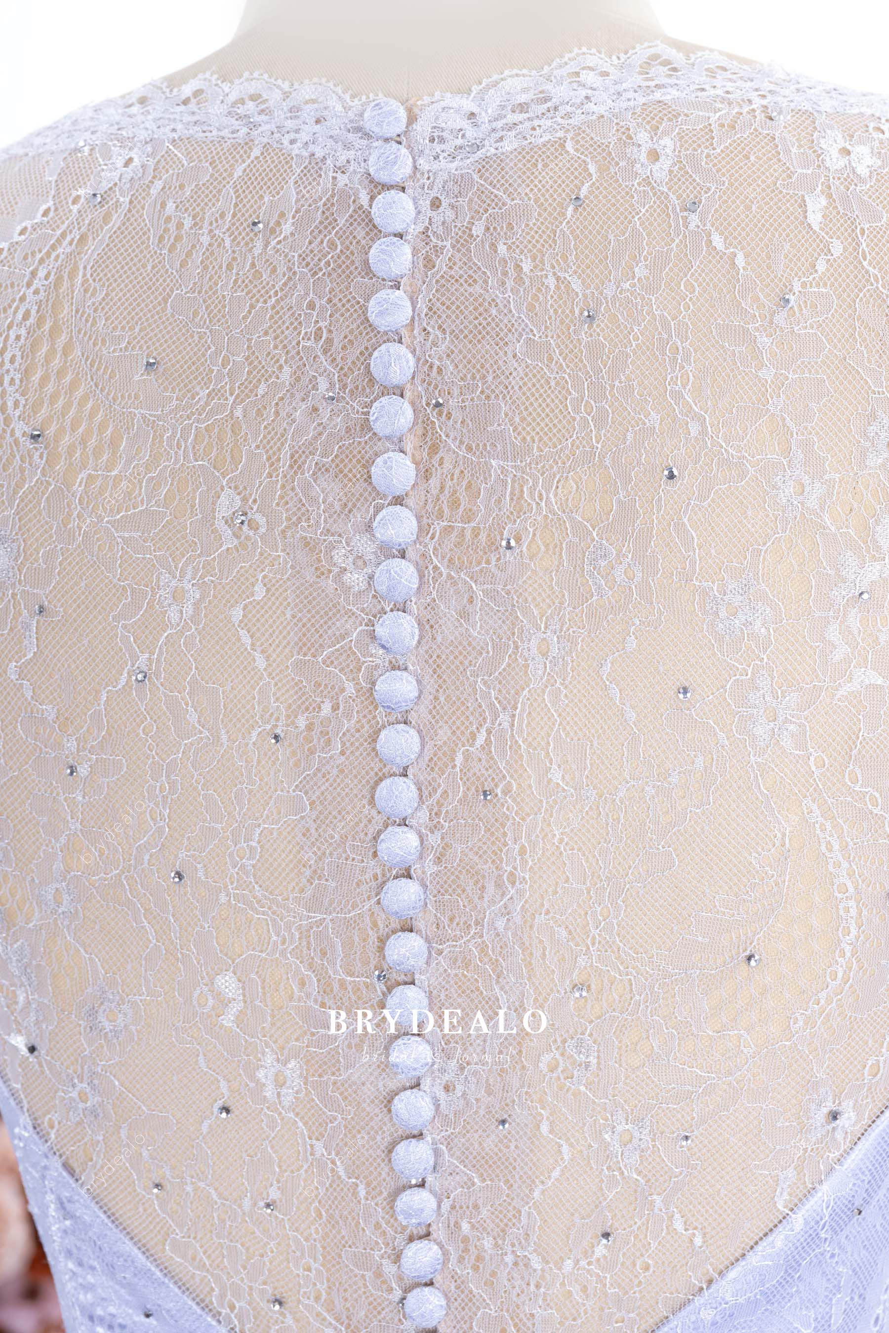 buttoned lace back evening dress