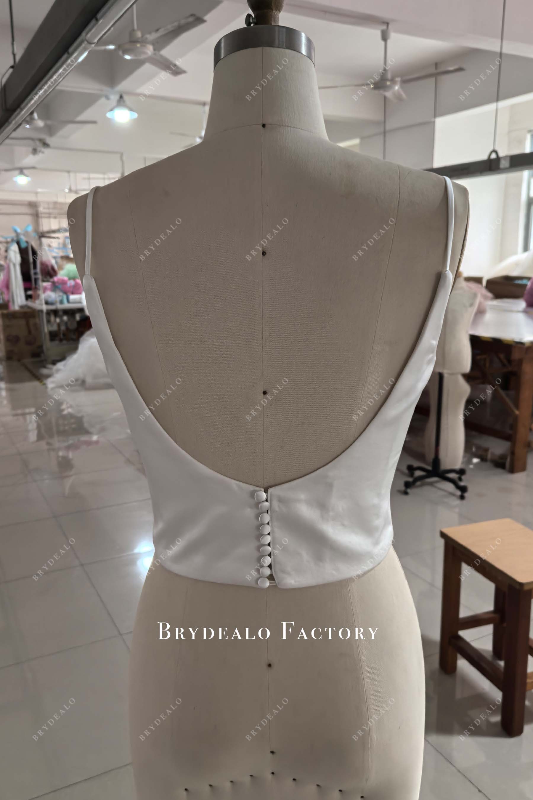 buttons up closure satin bridal top