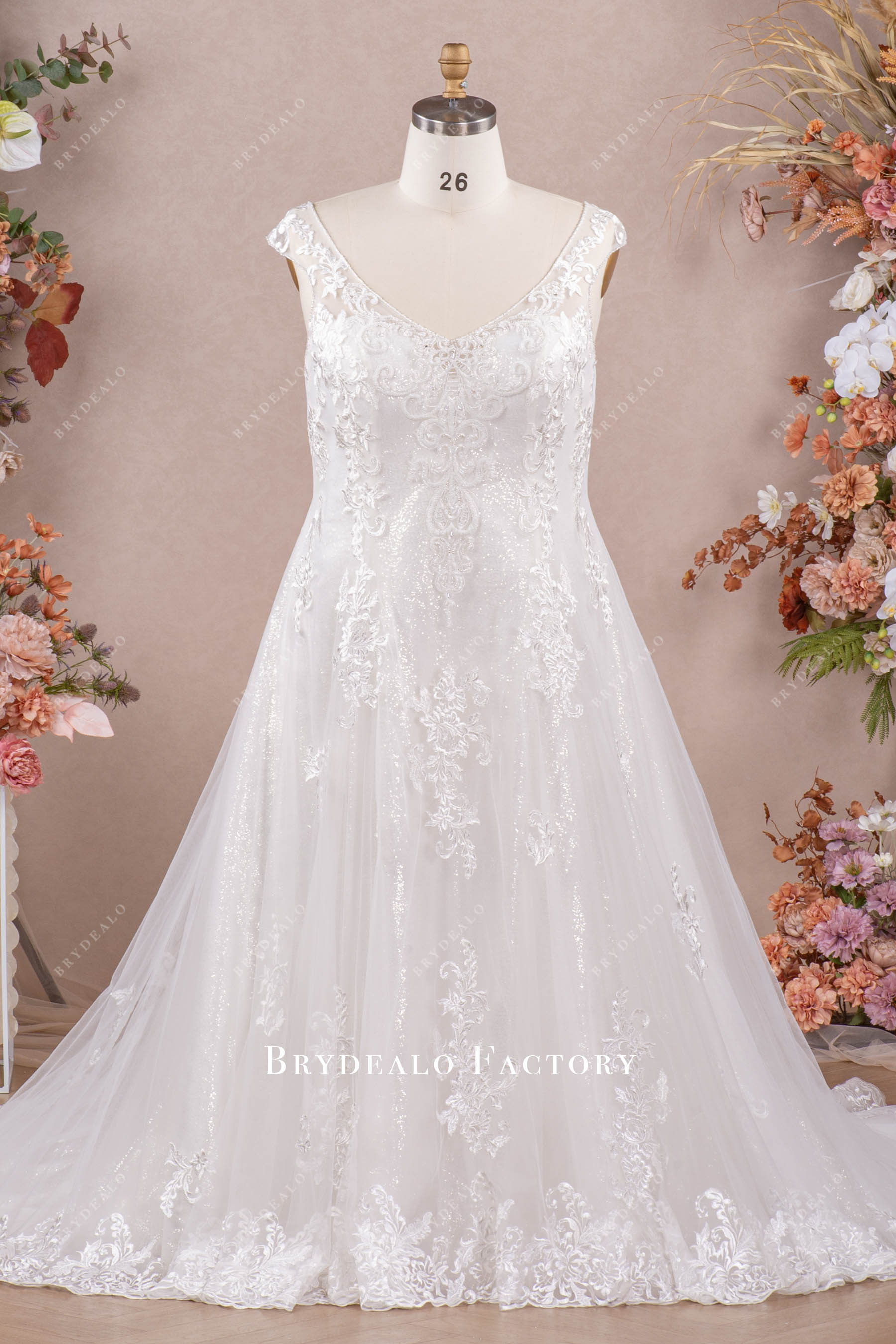 cap sleeve sparkly mermaid bridal gown