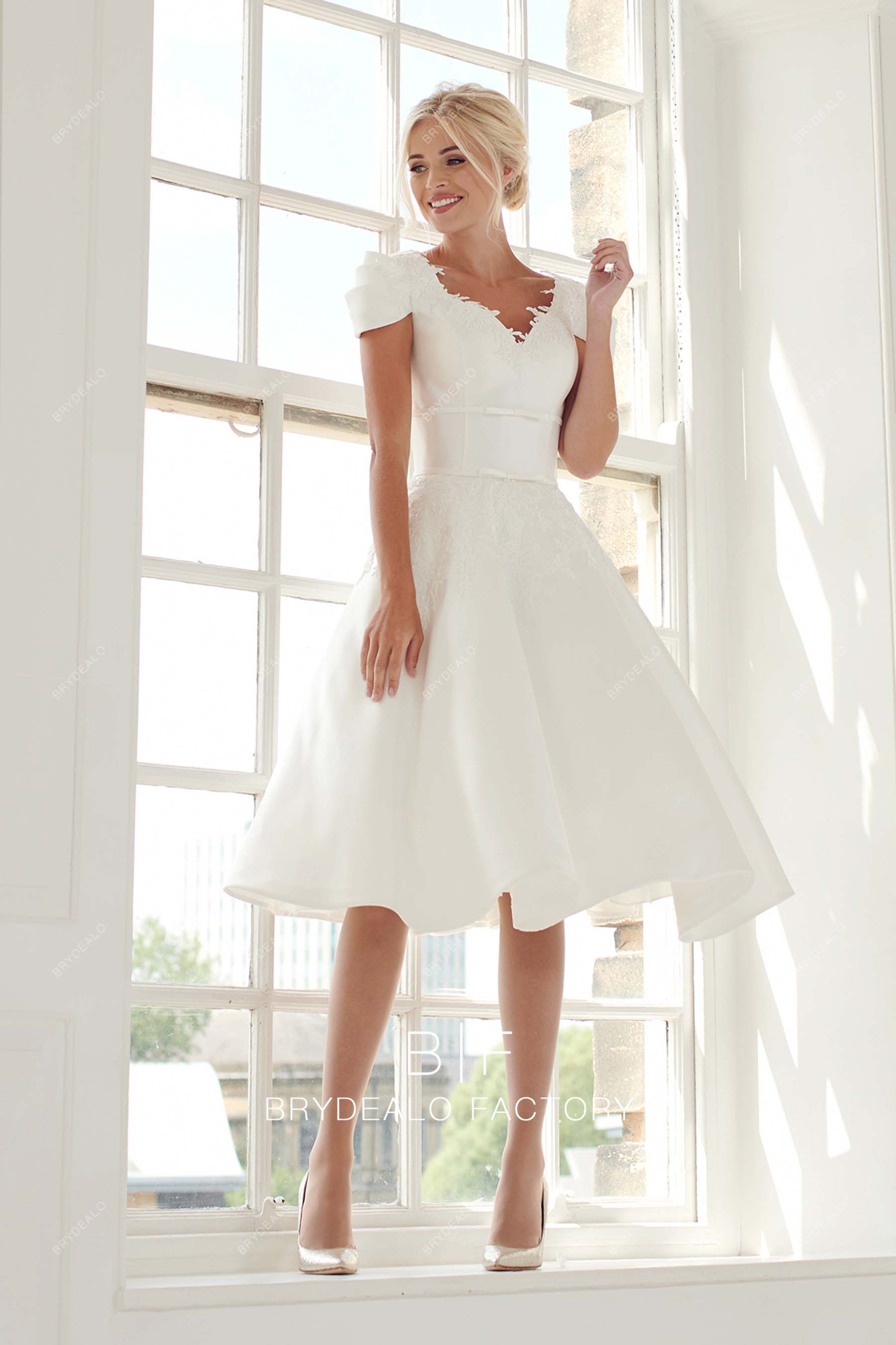 cap sleeves bridal satin vintage wedding gown