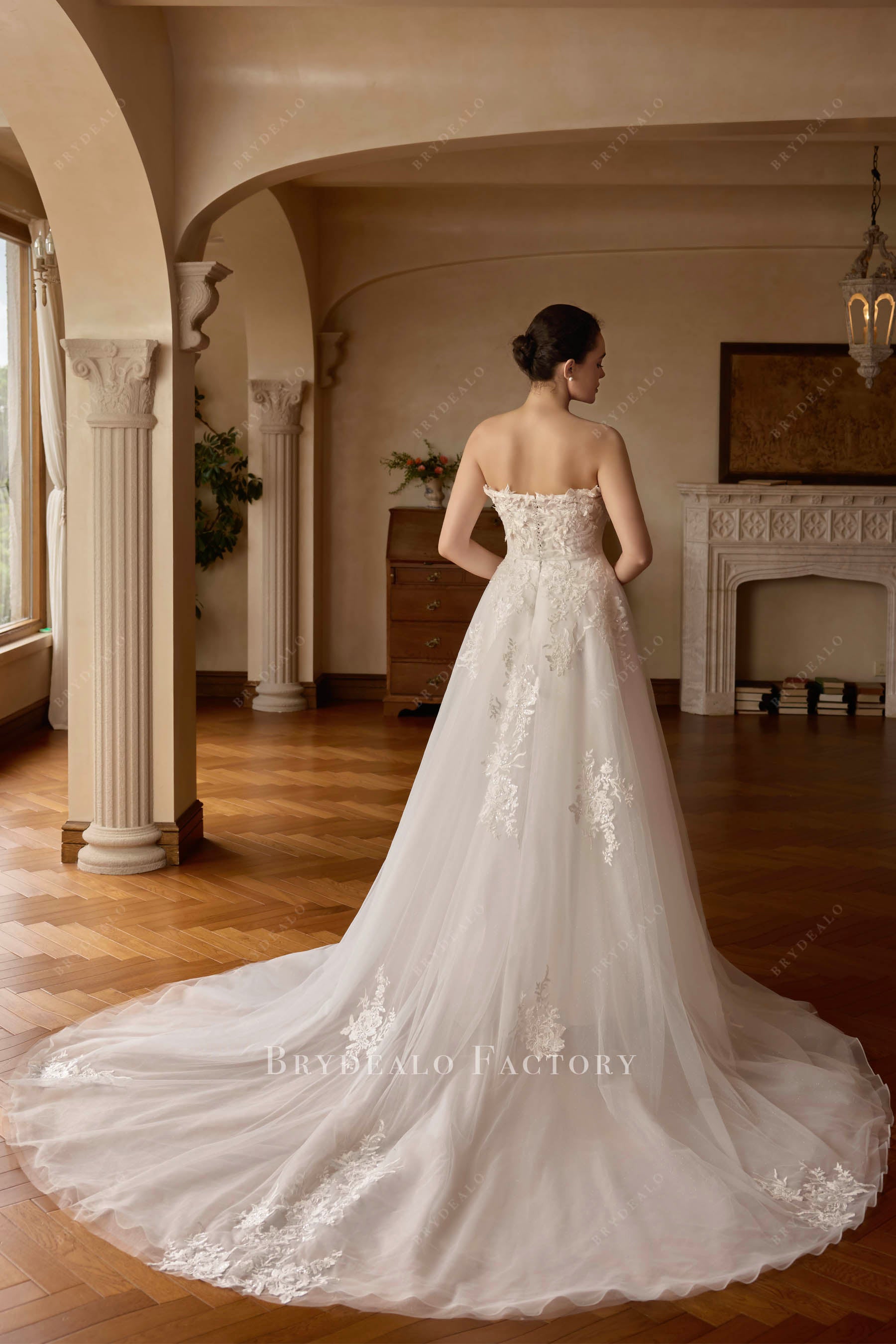 chapel lace wedding dress