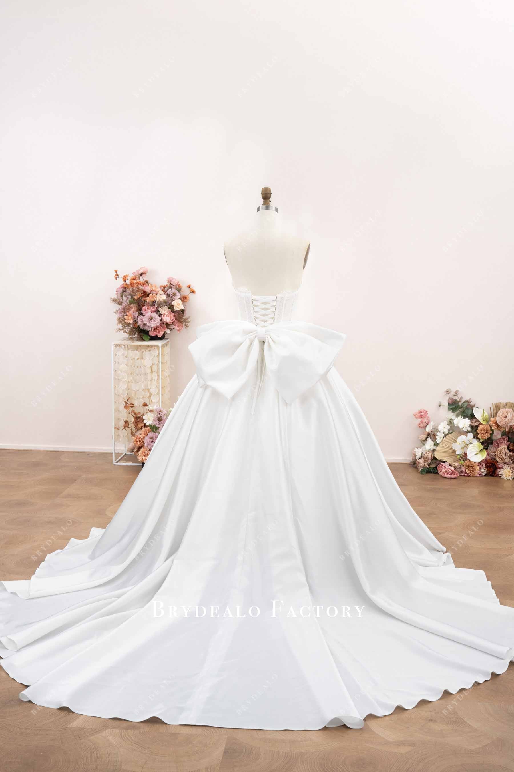 chapel mikado train wedding dress