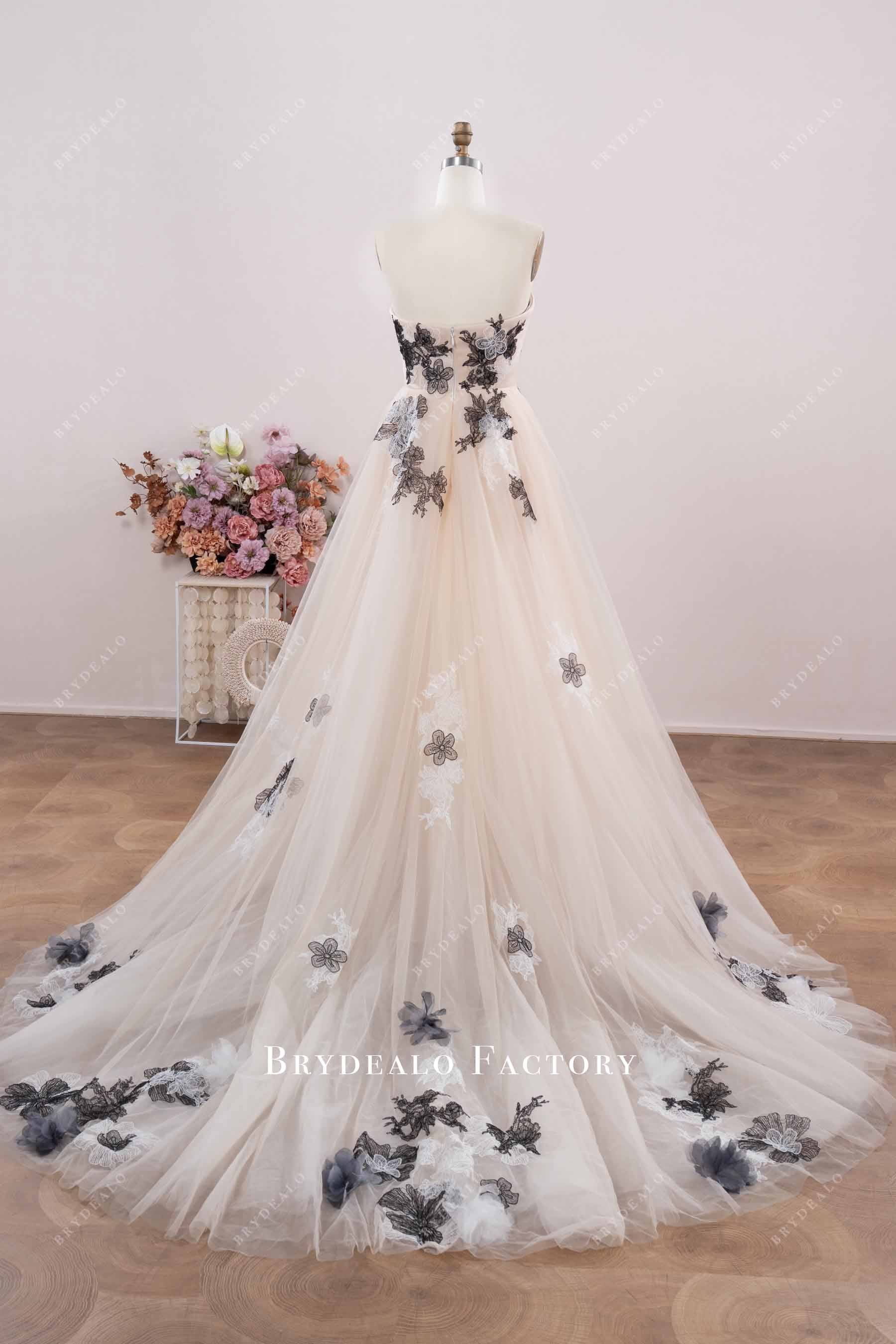 chapel train A-line wedding dress