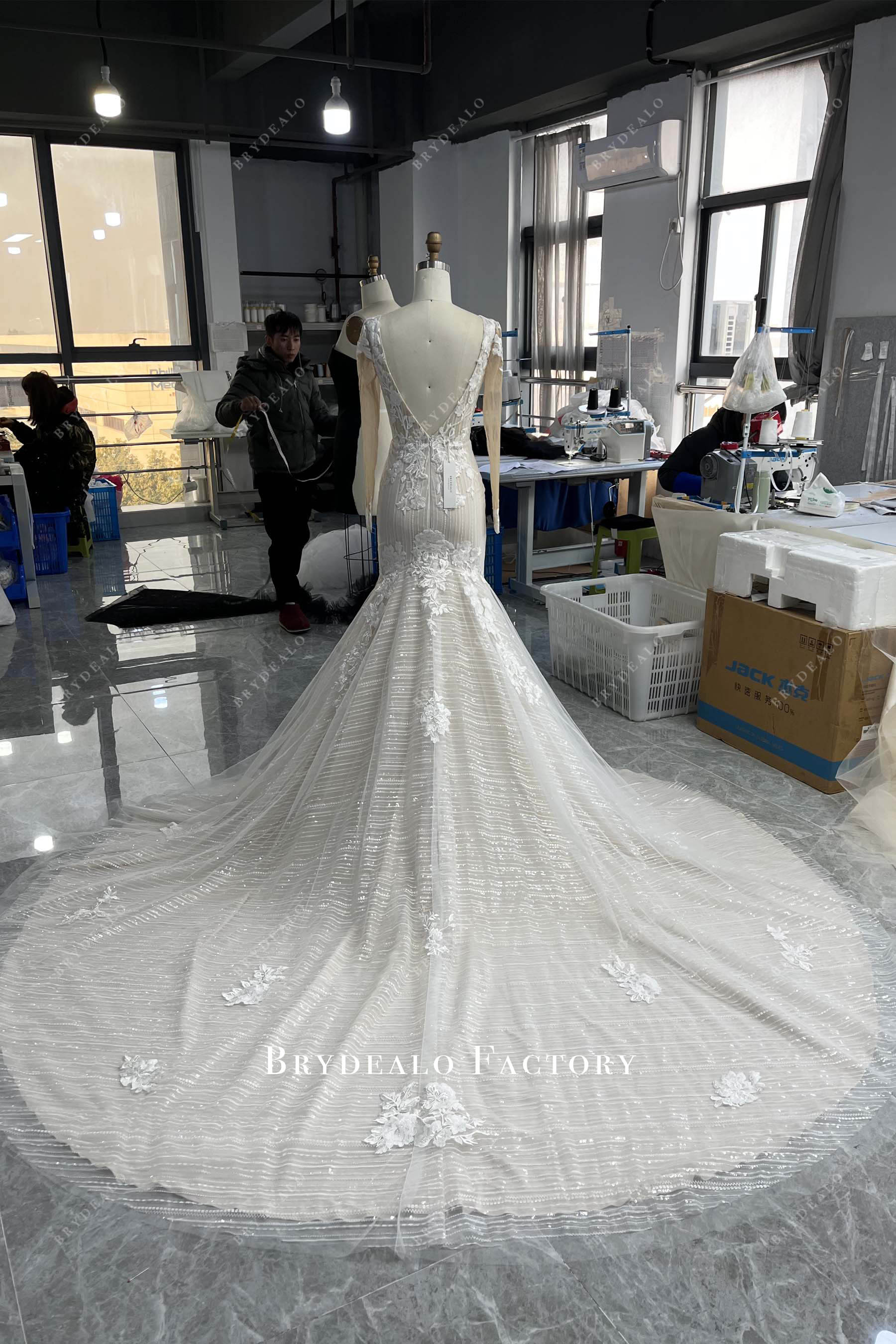 chapel train lace bridal gown