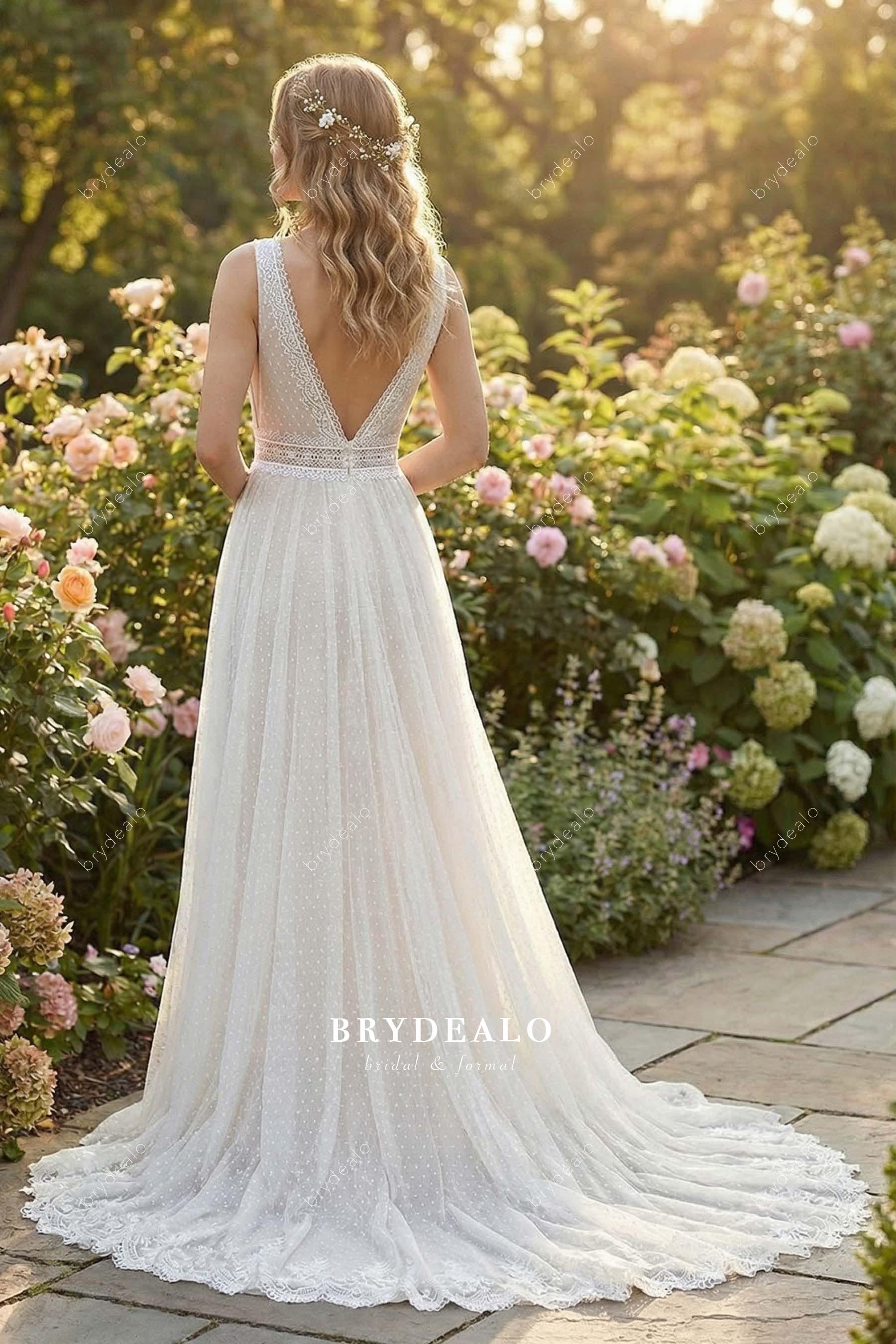 chapel train lace wedding dress