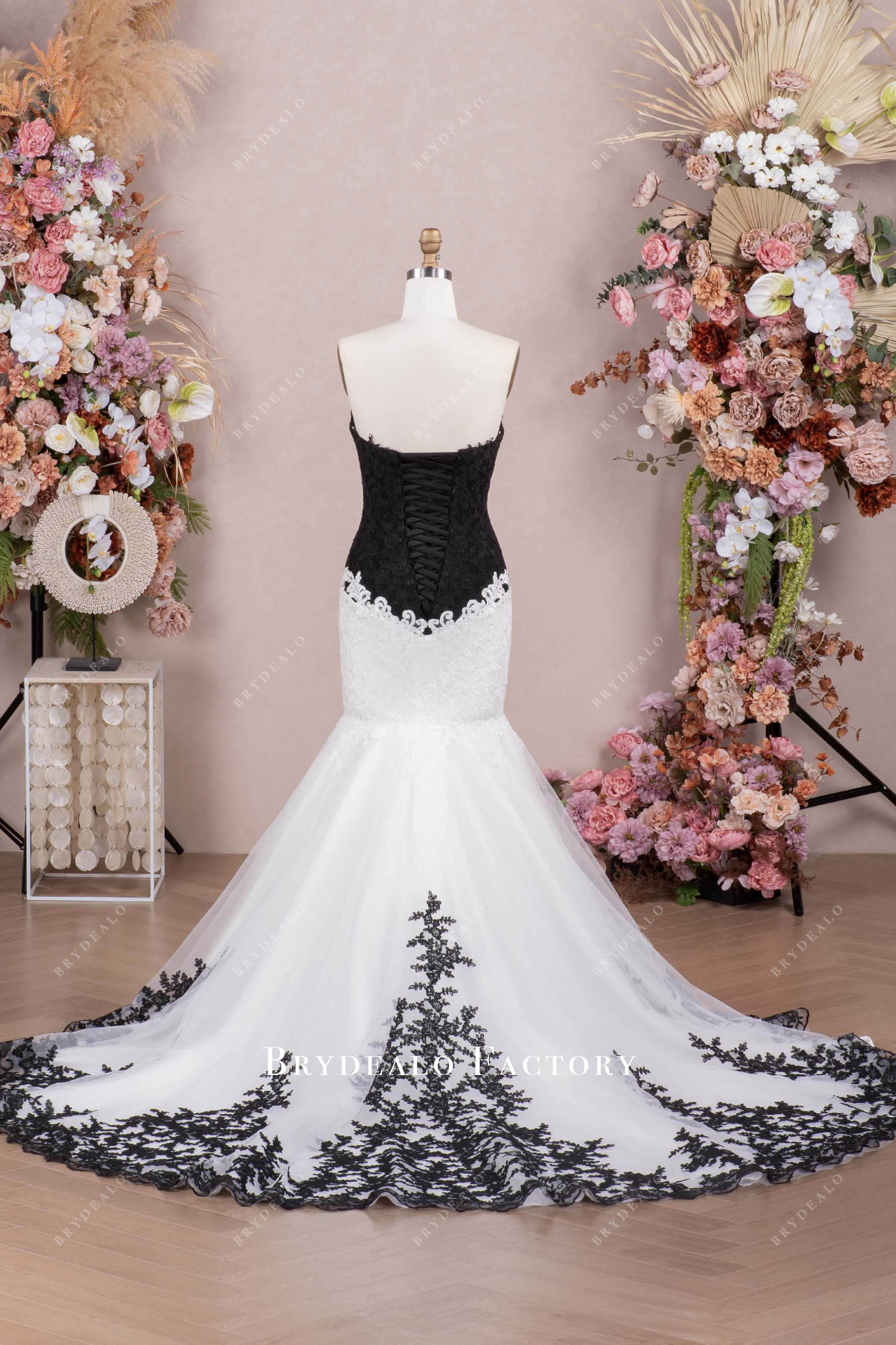chapel train two-tone lace bridal gown