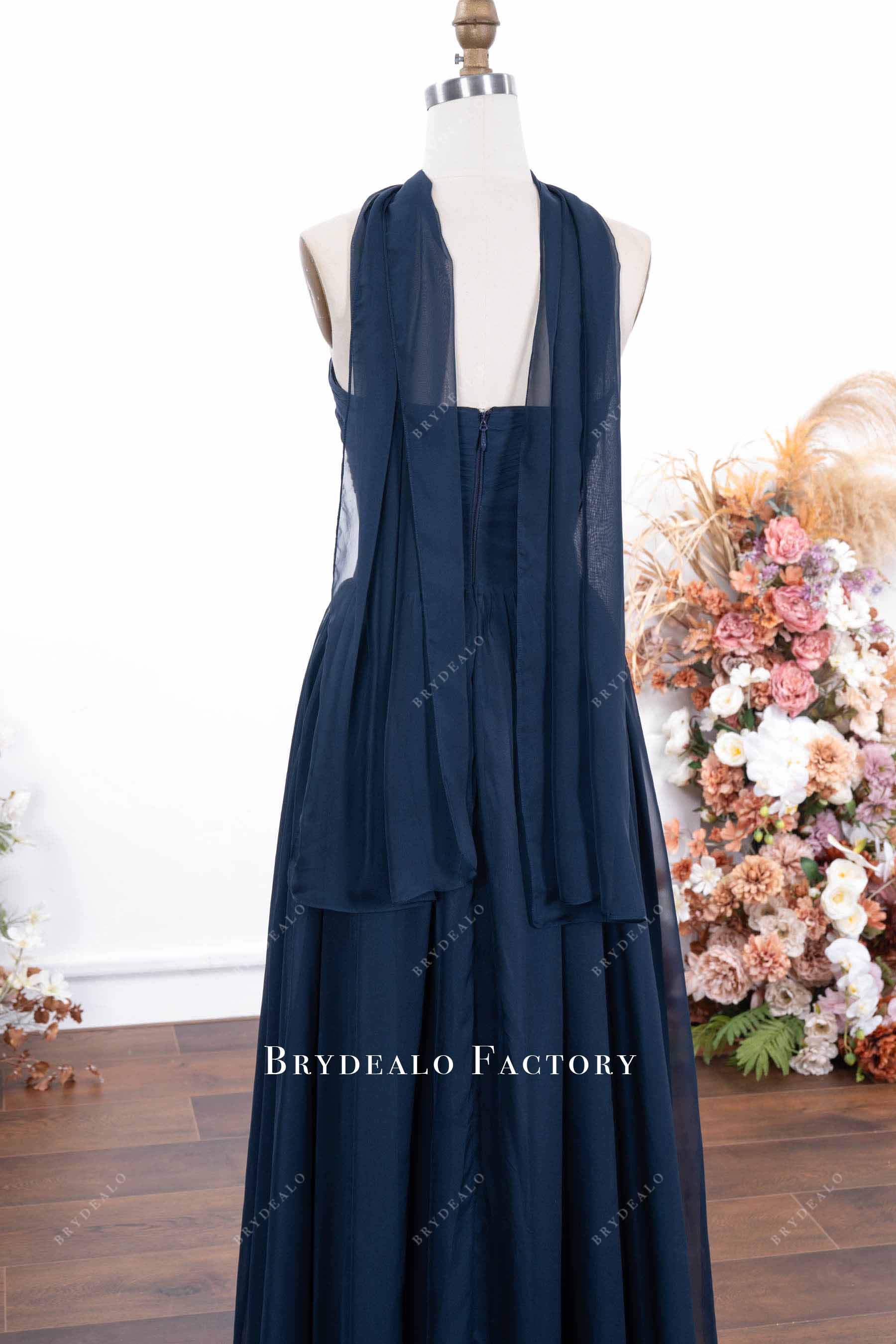 chiffon scarf bridesmaid dress