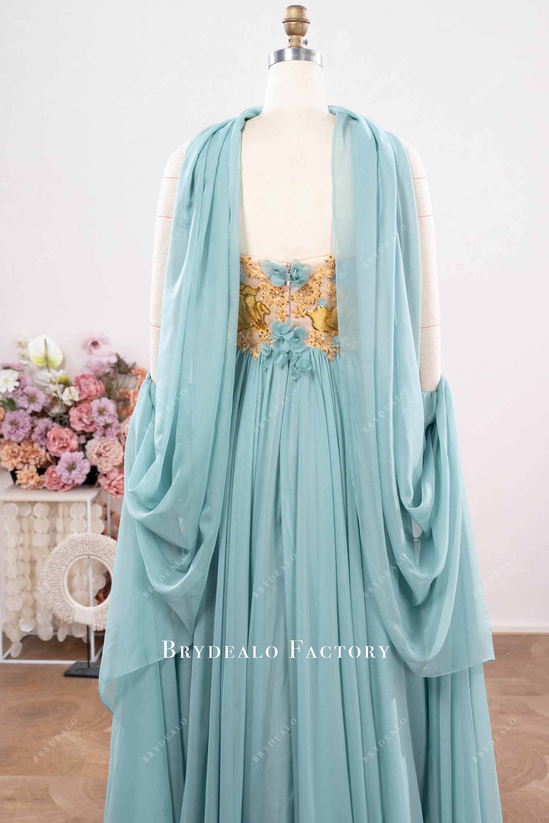 chiffon shawl formal dress