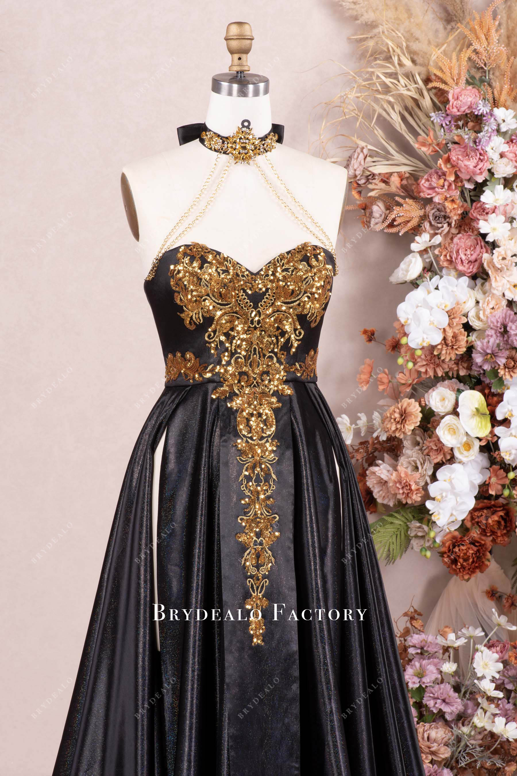 chocker sweetheart neck prom dress
