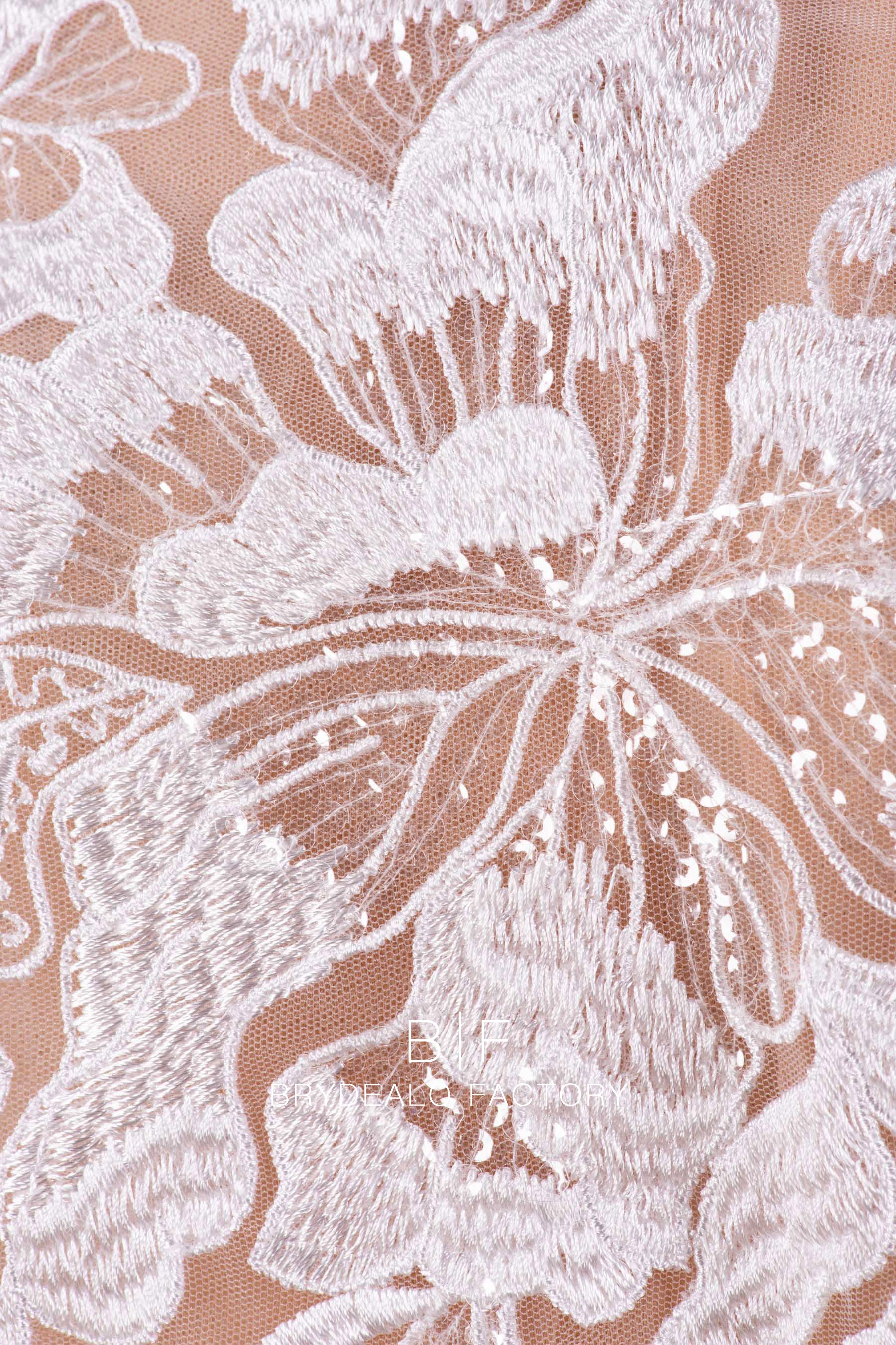 clear sequin flower lace