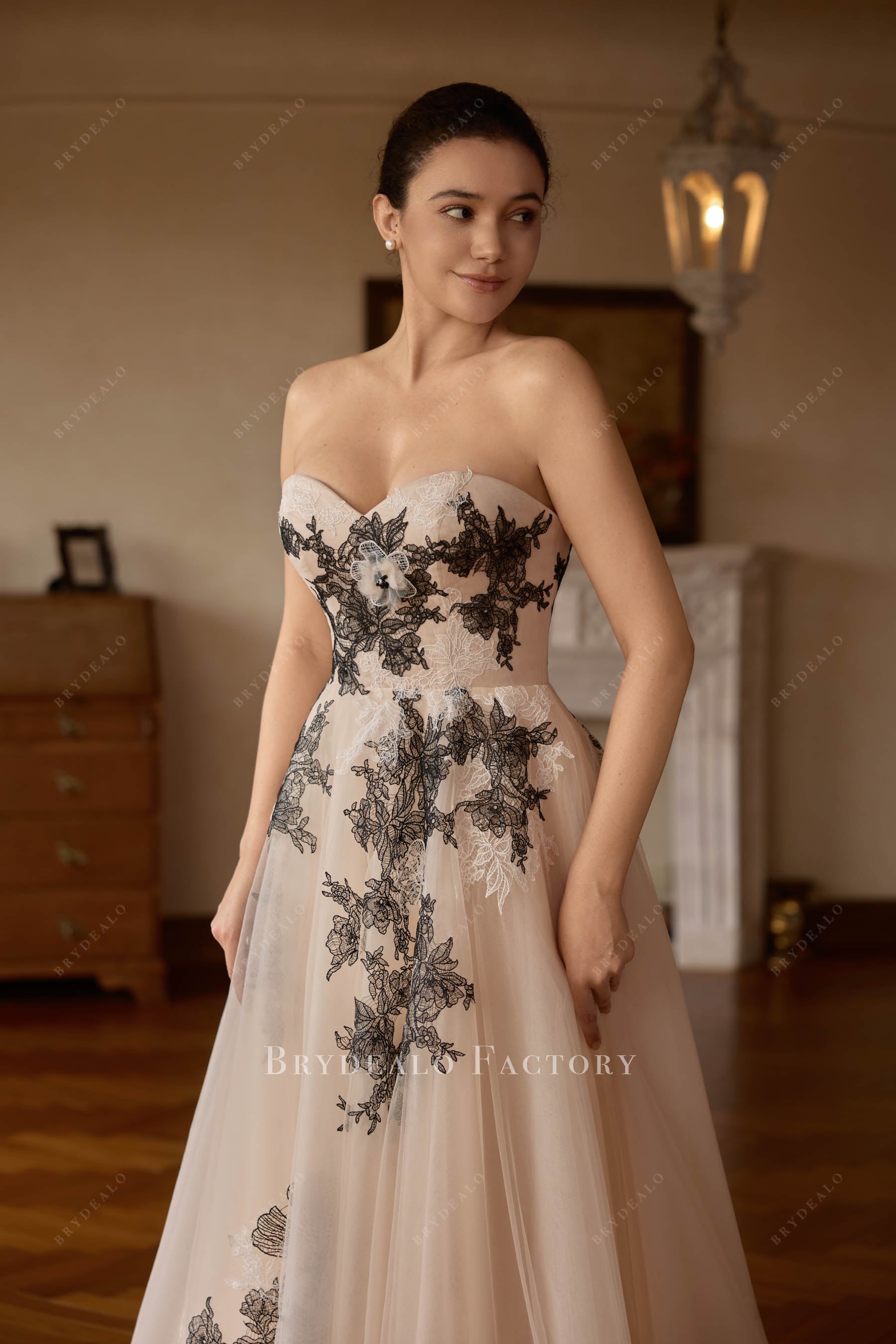 colored strapless wedding dress