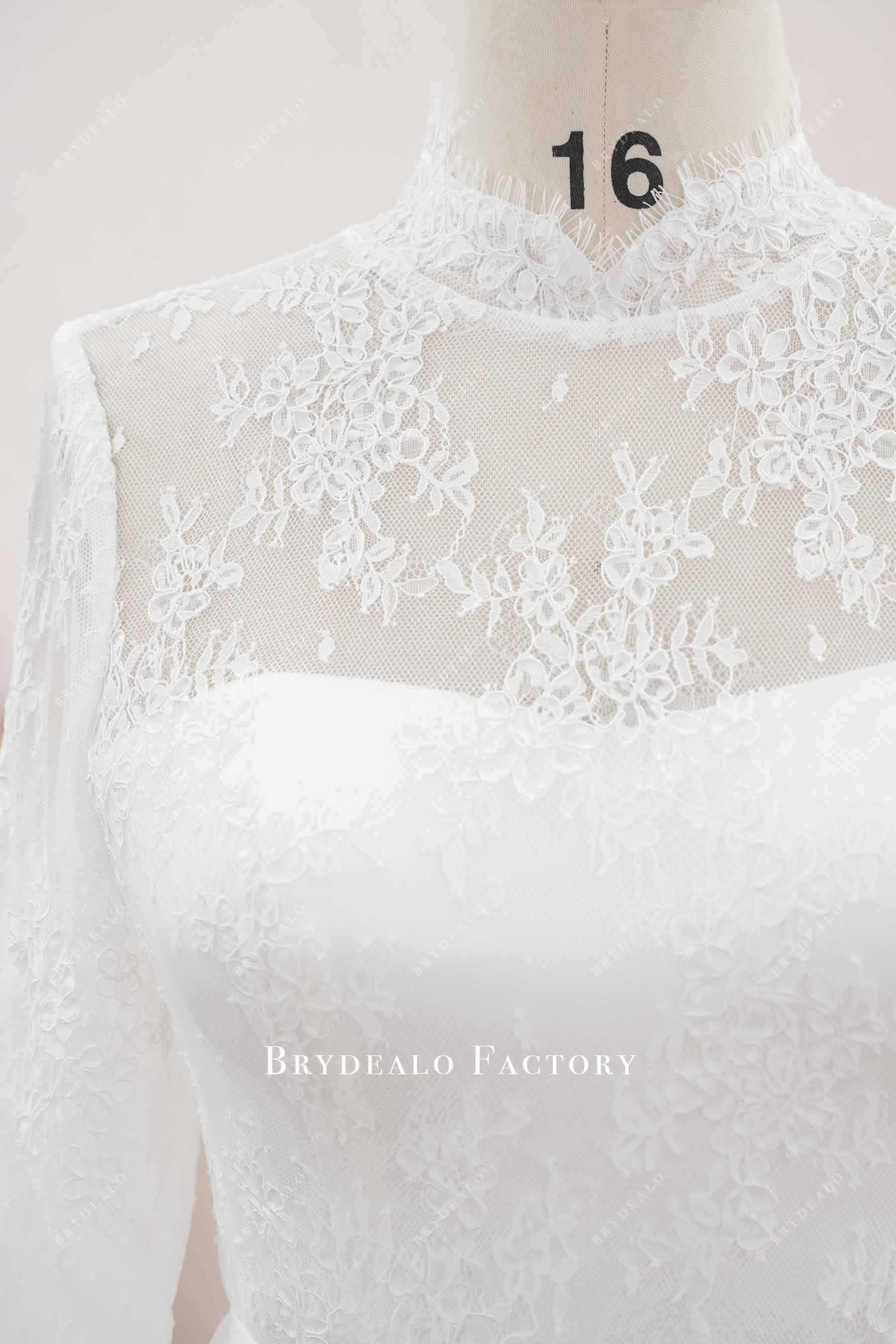 corded lace high neck wedding dress