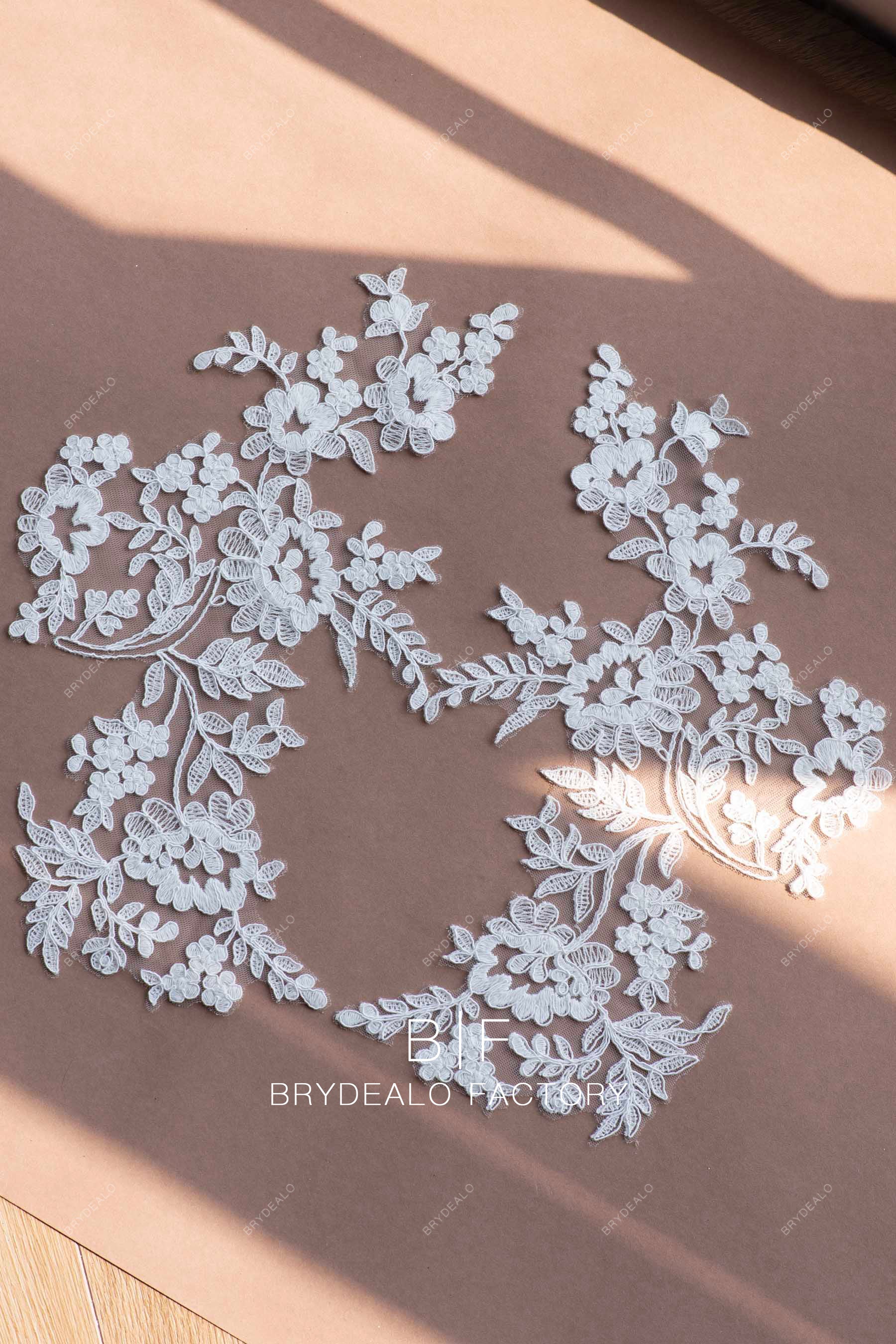 Flower Lace Appliques - Pair for Wholesale Flower Lace Appliques - Pair for Wholesale