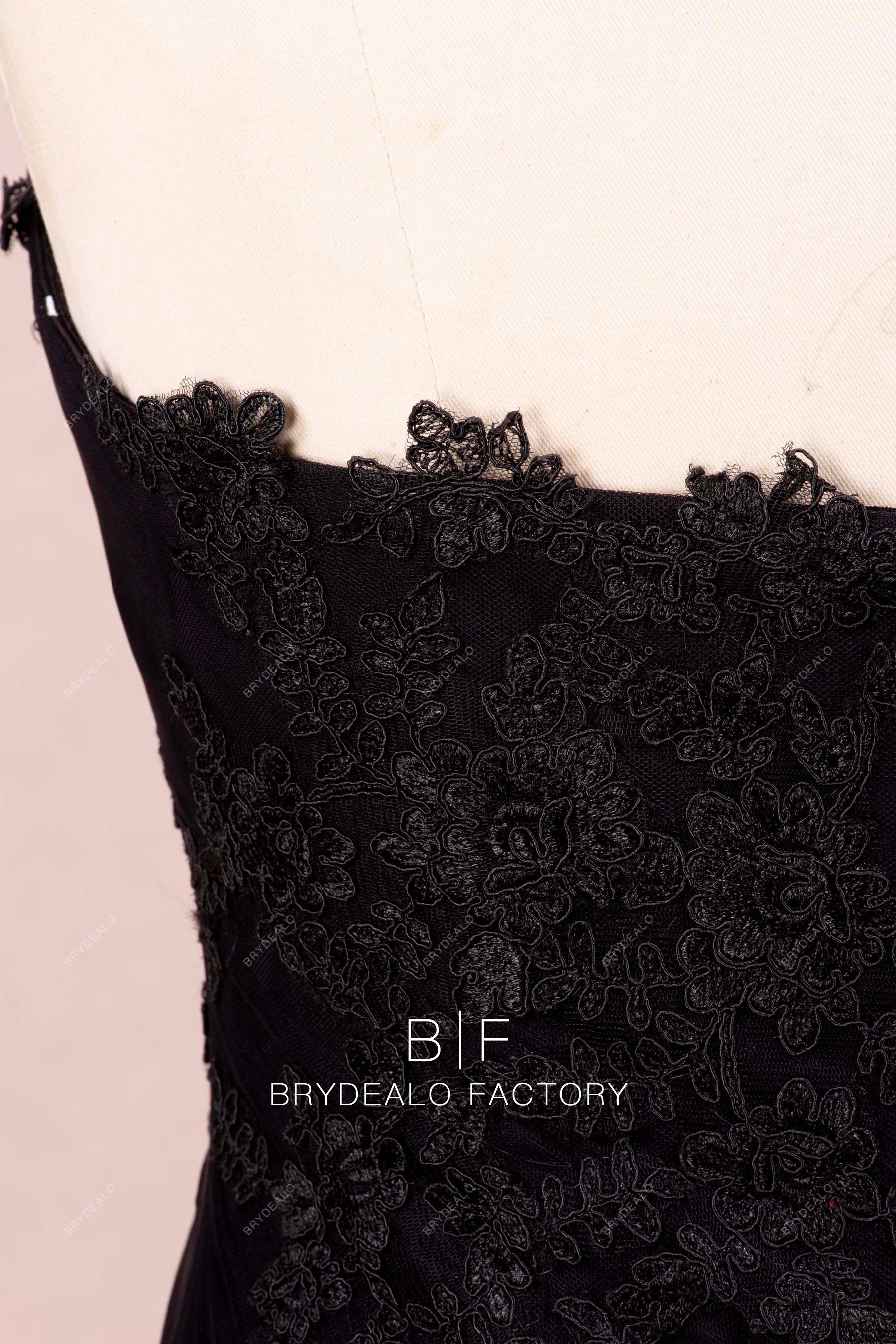 cording flower lace prom gown