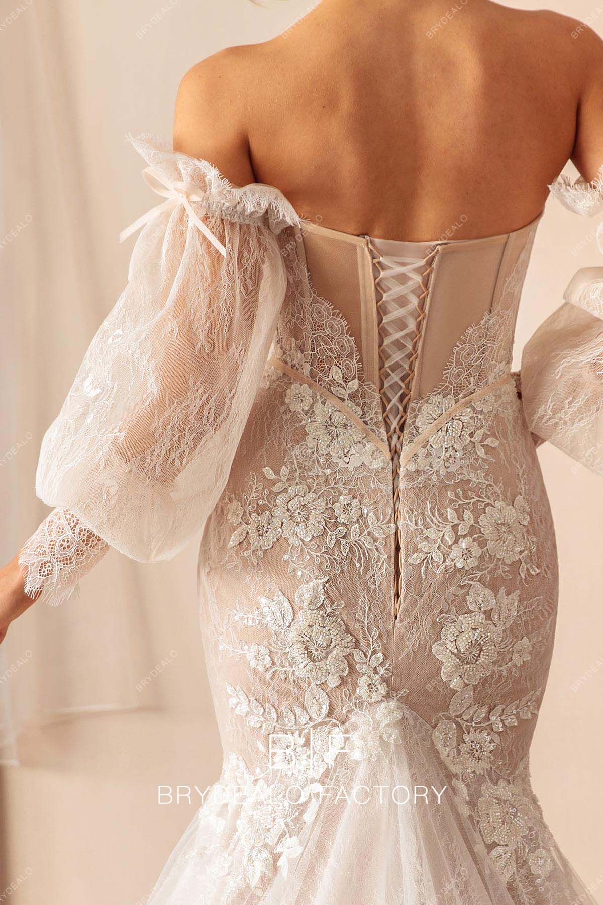 corset back off shoulder wedding dress